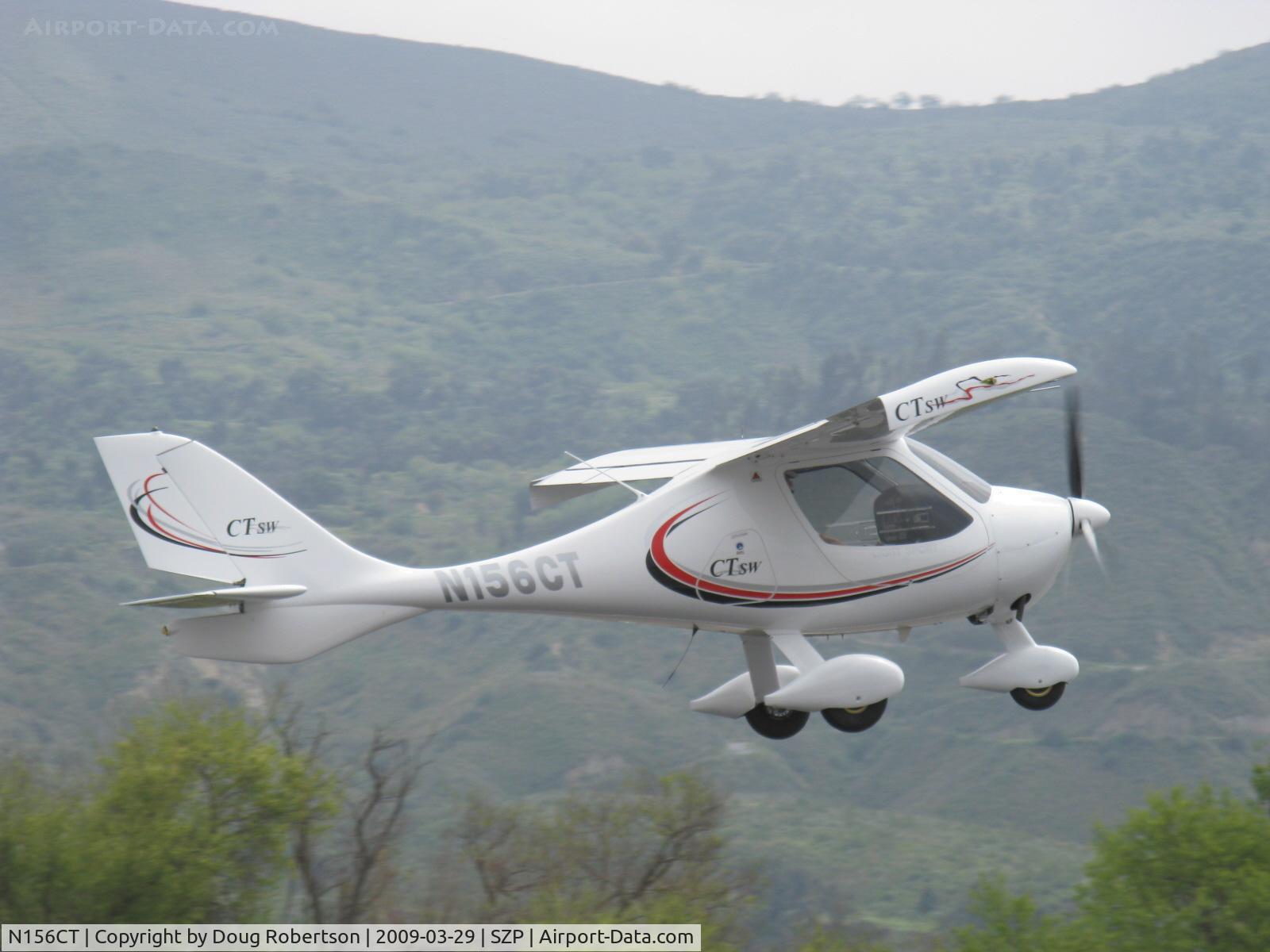 N156CT, 2007 Flight Design CTSW C/N 07-04-11, 2007 Flight Design Gmbh CTSW, Rotax 912ULS 100 Hp, takeoff climb Rwy 22. This aircraft is the best-selling LSA model in America. Has aircraft parachute feature.