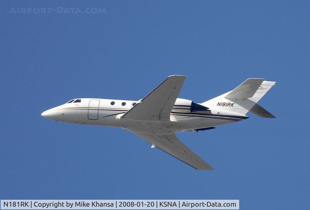 N181RK, 1991 Dassault Falcon 200 (20H) C/N 515, Mystere Falcon flying off into the blue sky