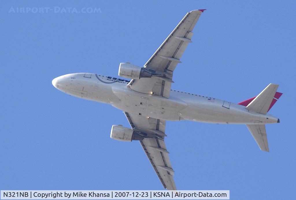 N321NB, 2001 Airbus A319-114 C/N 1414, NWA A318 Climbing the blue sky