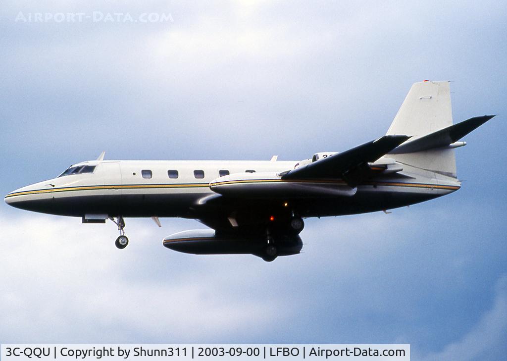 3C-QQU, 1966 Lockheed L-1329 JetStar 731 C/N 5082, Landing rwy 32R...