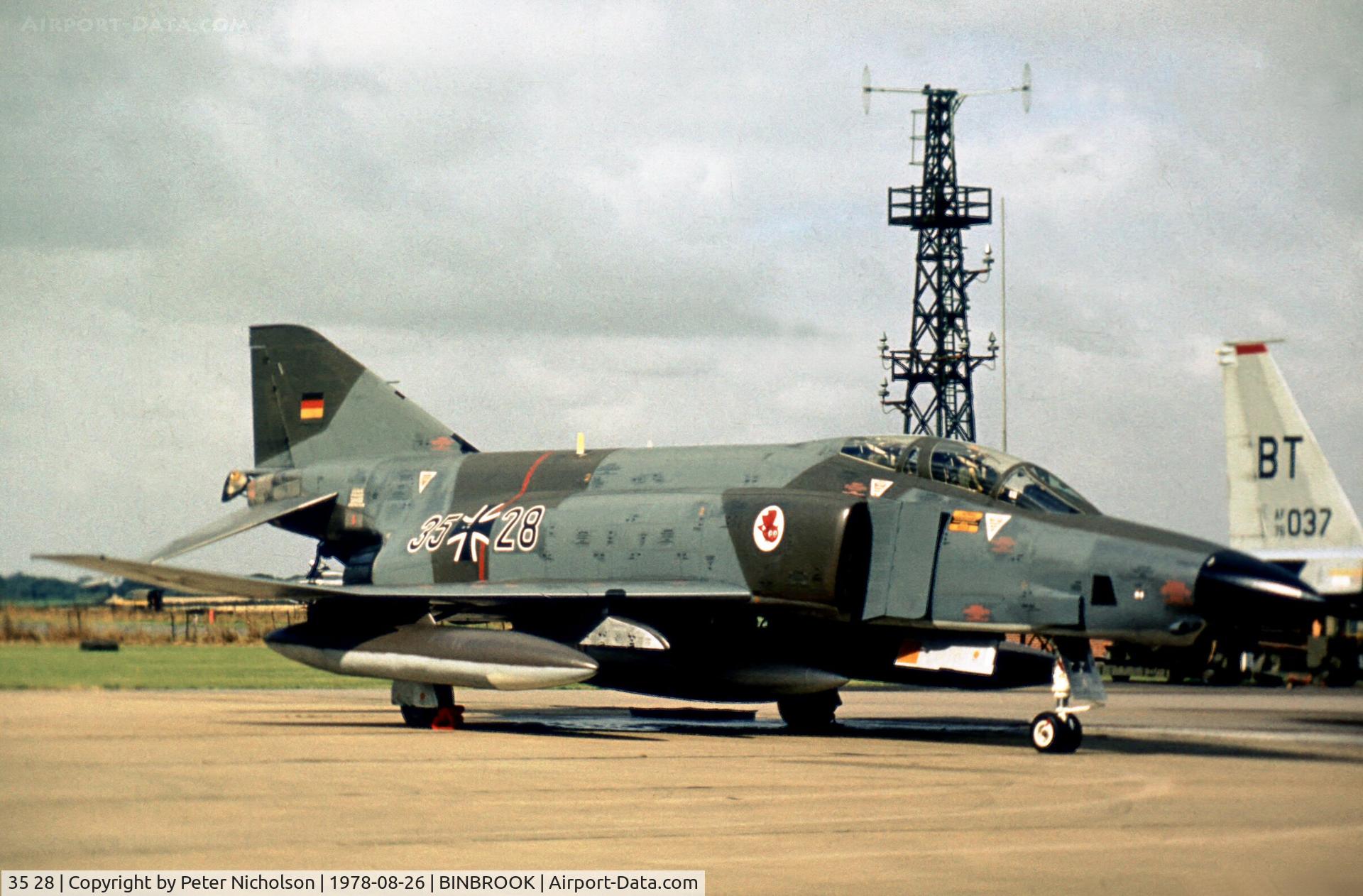 35 28, 1969 McDonnell Douglas RF-4E Phantom II C/N 4071, RF-4E Phantom 69-7475 as 35+28 with AKG-51 at the 1978 RAF Binbrook Open Day.
