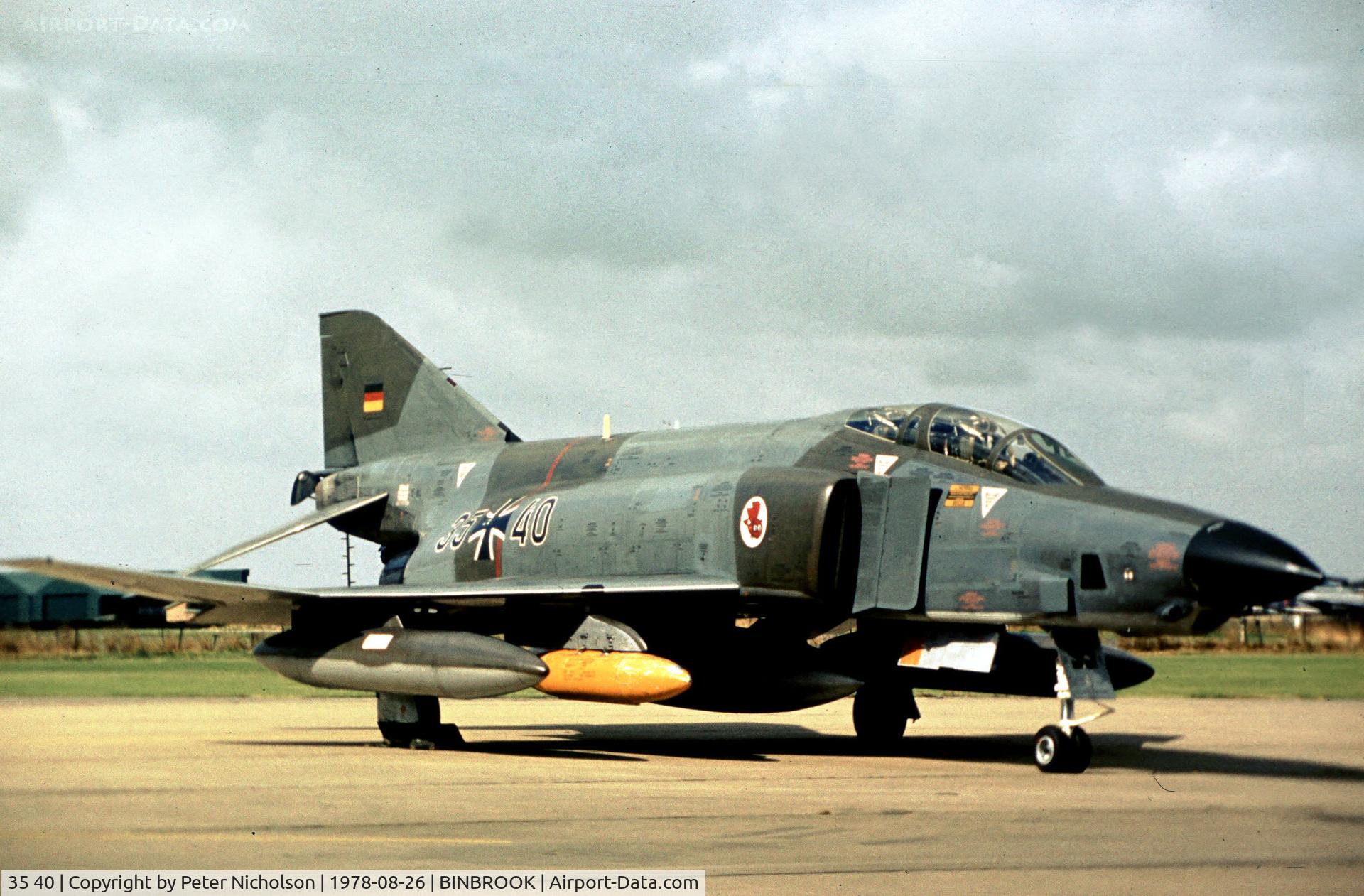 35 40, McDonnell Douglas RF-4E Phantom II C/N 4101, RF-4E 69-7487 as 35+40 with AKG-51 at the 1978 RAF Binbrook Open Day.
