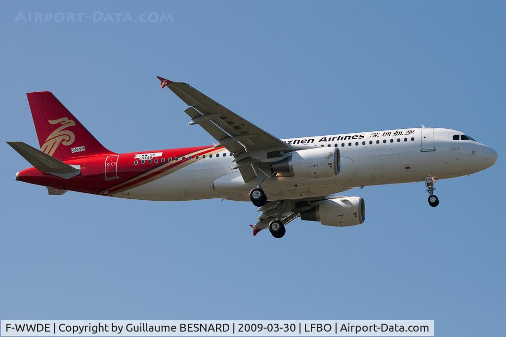 F-WWDE, 2009 Airbus A320-214 C/N 3848, Landing 32L. New aircraft for Schenzen.