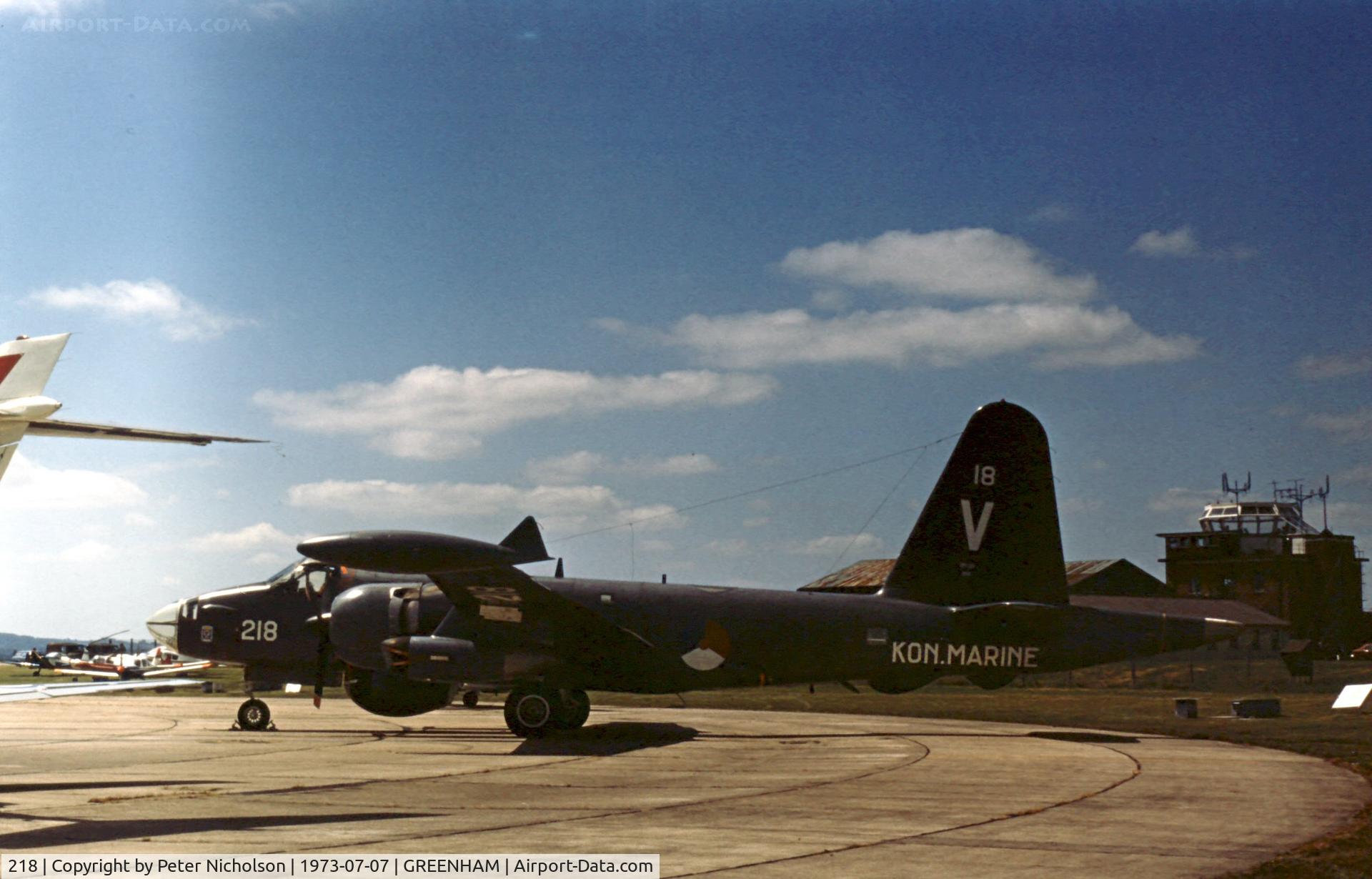 218, Lockheed SP-2H Neptune C/N 726-7157, SP-2H Neptune of 320 Squadron Royal Netherlands Navy at the 1973 Intnl Air Tattoo at RAF Greenham Common