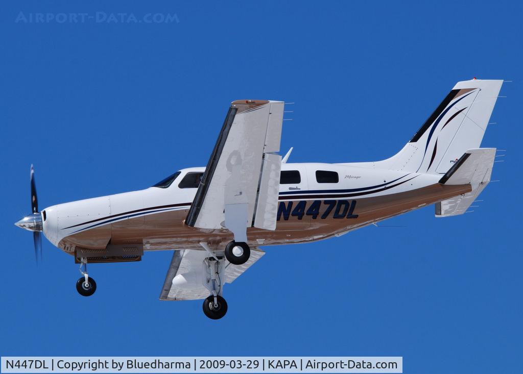 N447DL, 2008 Piper PA-46-350P Malibu Mirage C/N 4636436, On final approach to 17L.