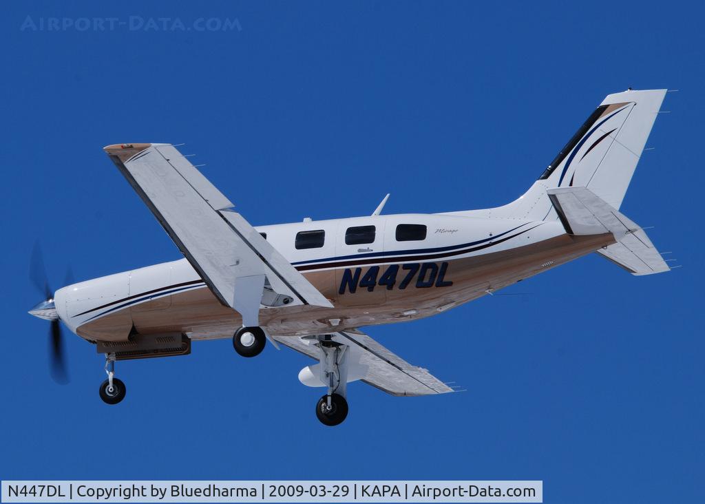 N447DL, 2008 Piper PA-46-350P Malibu Mirage C/N 4636436, On final approach to 17L.