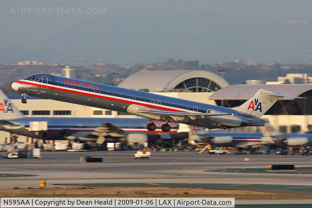 N595AA, 1992 McDonnell Douglas MD-83 (DC-9-83) C/N 53285, American Airlines N595AA (FLT AAL1624) departing RWY 25R enroute to Chicago O'Hare Int'l (KORD).