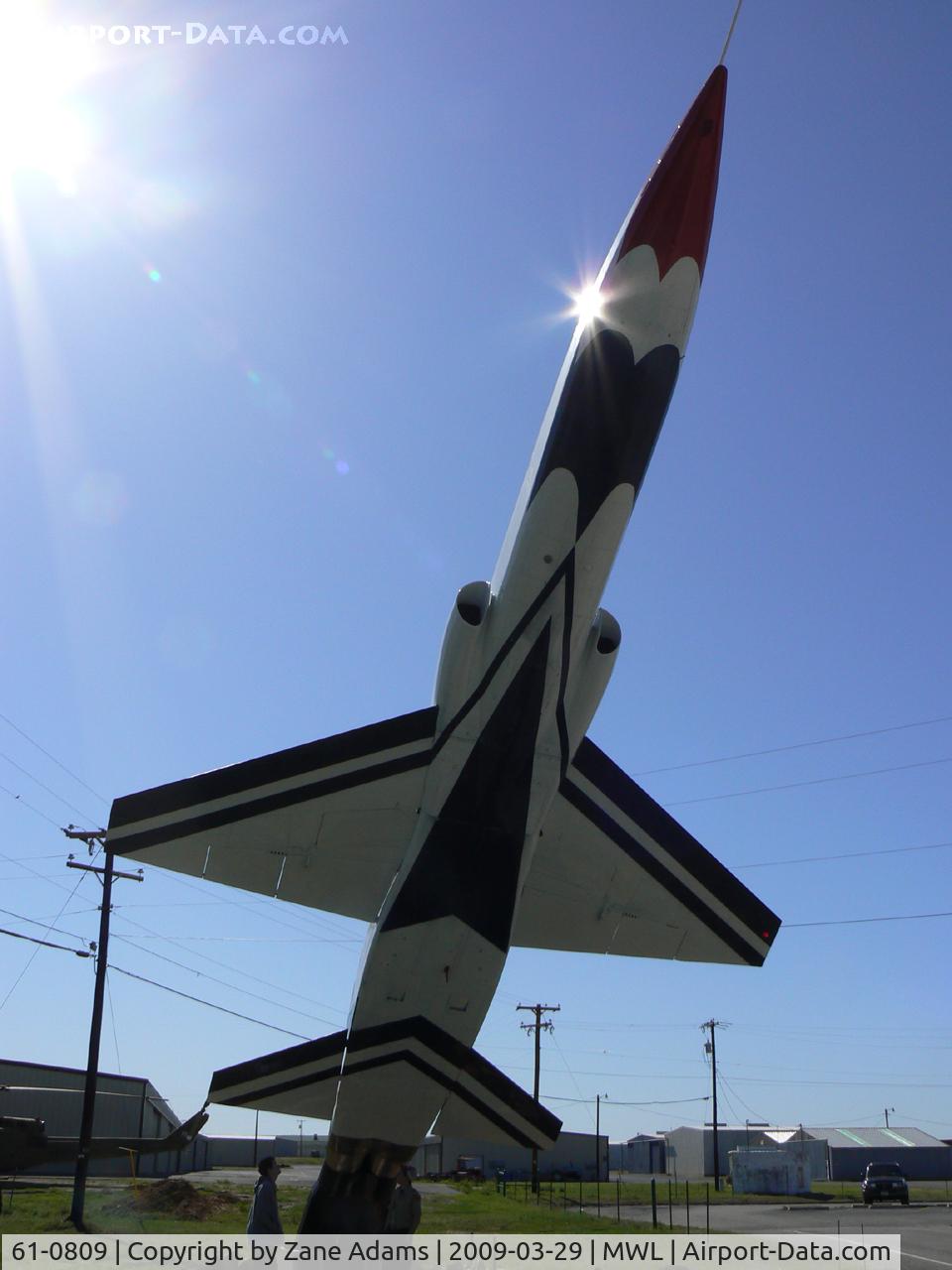 61-0809, 1961 Northrop AT-38B Talon C/N N.5175, New display at the Mineral Wells, TX Airport. This aircraft was most recently at the now defunct English Field Air Museum.