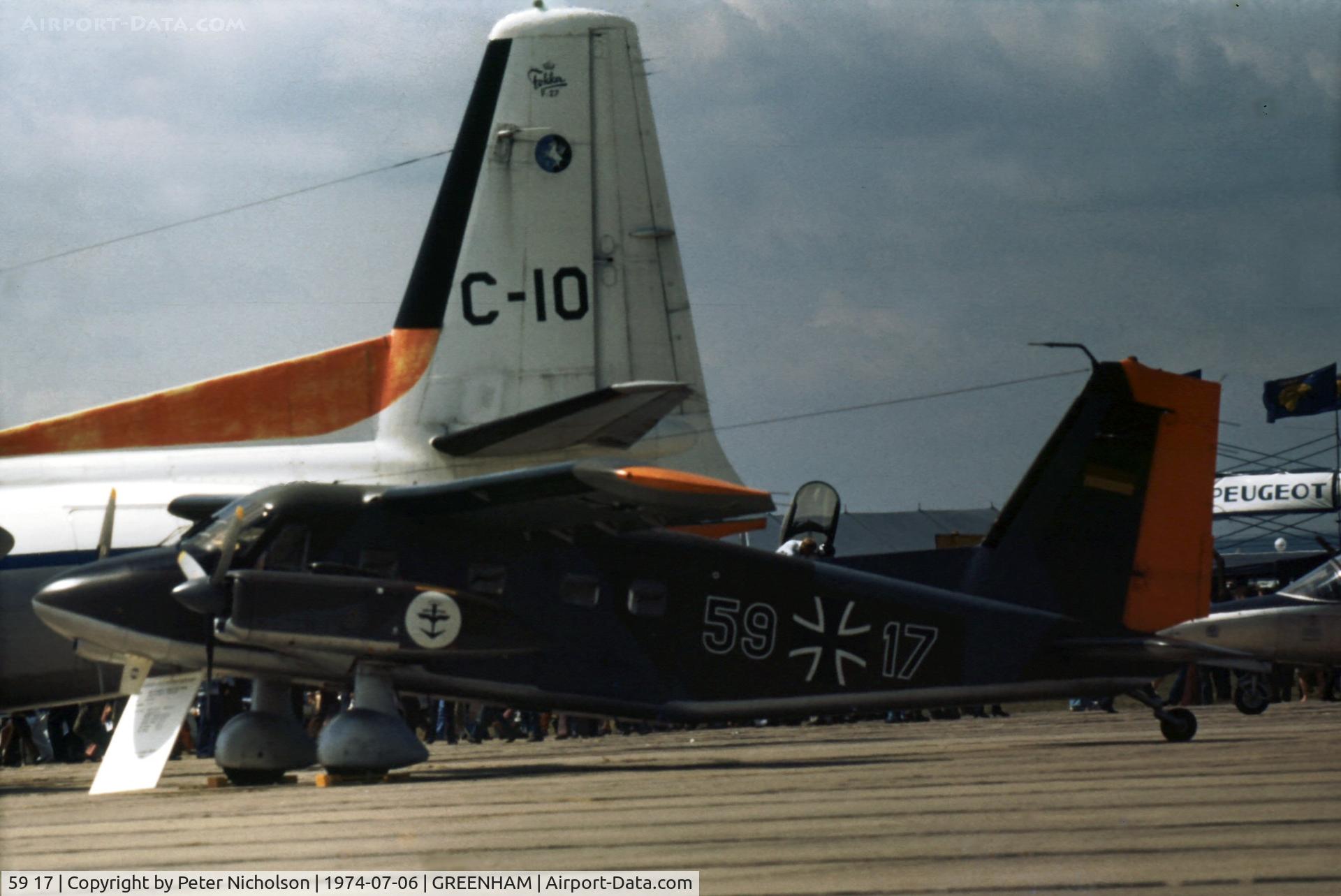 59 17, Dornier Do-28D-2 Skyservant C/N 4192, Do.28D-2 Skyservant of MFG-5 of the German Naval Air Arm at the 1974 IAT at RAF Greenham Common.
