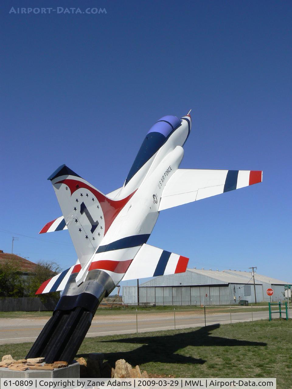 61-0809, 1961 Northrop AT-38B Talon C/N N.5175, New display at the Mineral Wells, TX Airport. This aircraft was most recently at the now defunct English Field Air Museum.