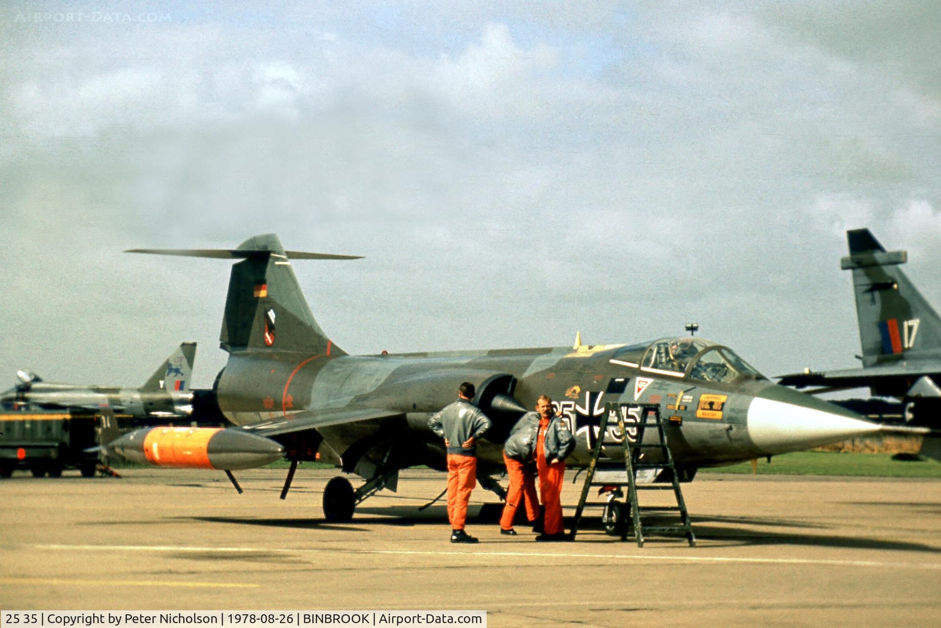 25 35, Lockheed F-104G Starfighter C/N 683-8316, F-104G Starfighter of JBG-32 at the 1978 RAF Binbrook Open Day.