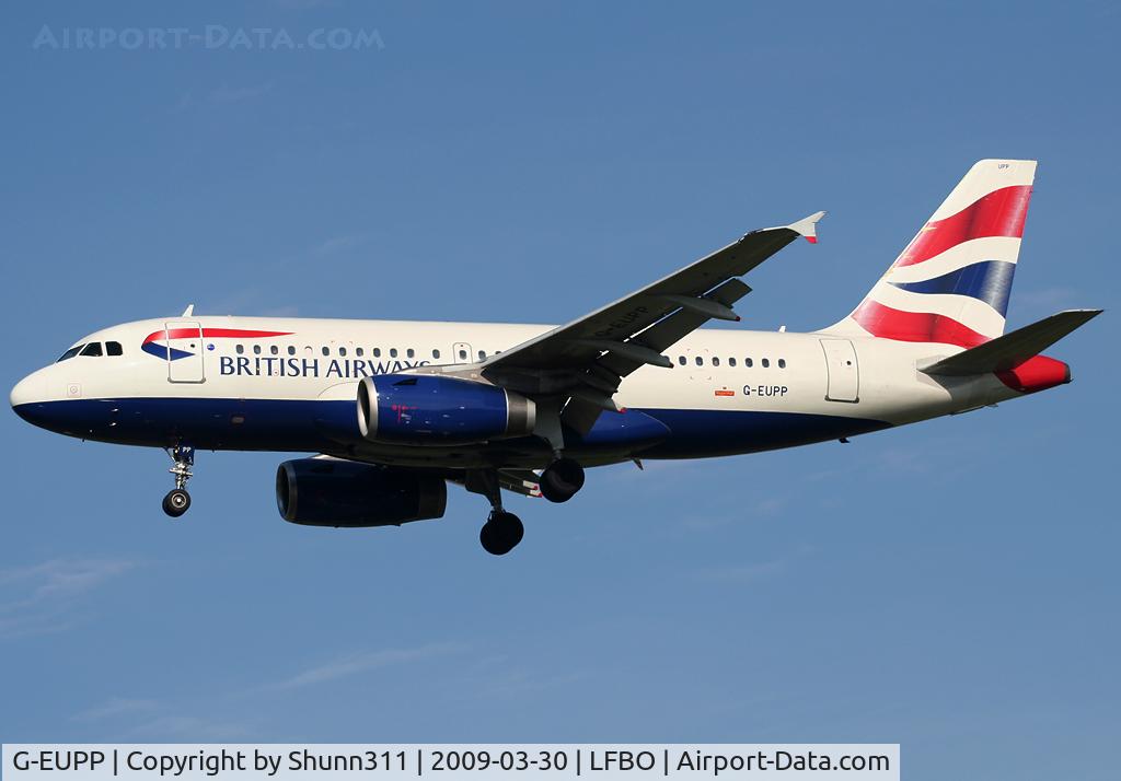 G-EUPP, 2000 Airbus A319-131 C/N 1295, Landing rwy 32L