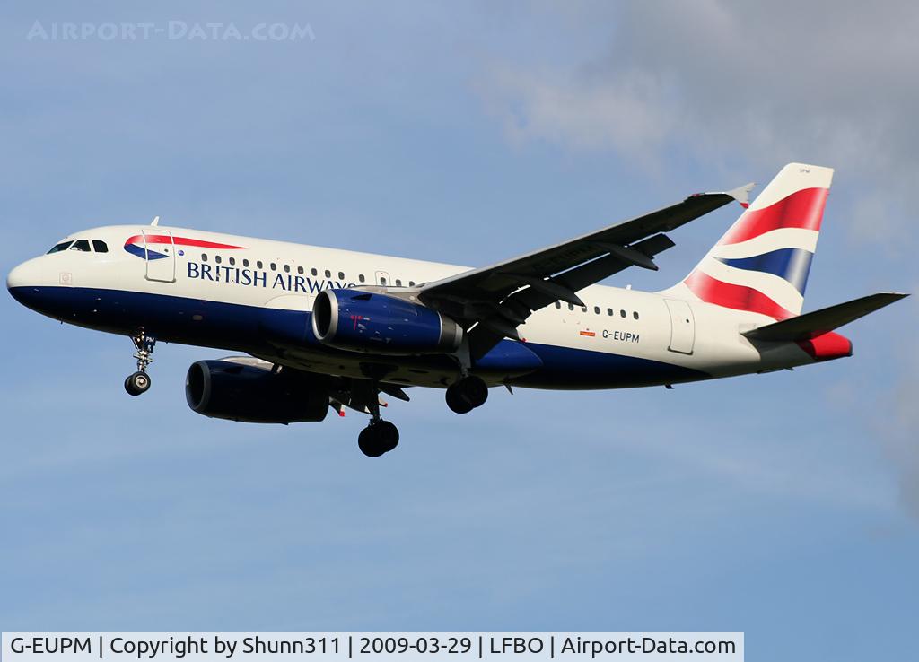 G-EUPM, 2000 Airbus A319-131 C/N 1258, Landing rwy 32L