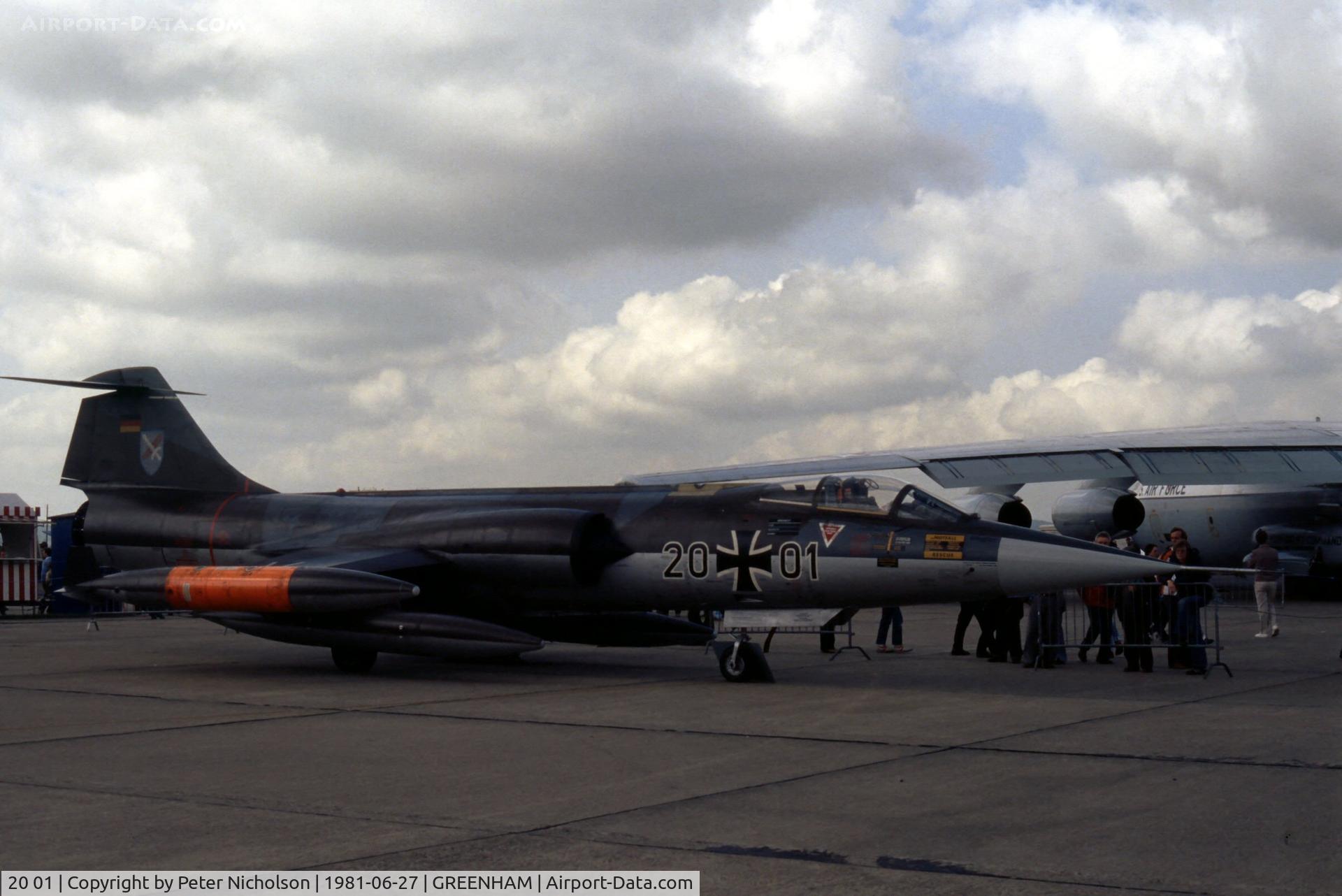 20 01, Lockheed F-104G Starfighter C/N 683-2001, F-104G Starfighter 20+01 of JBG-31 at the 1981 International Air Tattoo held at RAF Greenham Common.