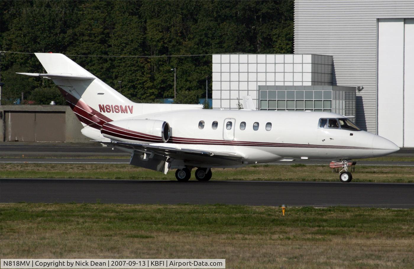 N818MV, 1990 British Aerospace BAe.125-800A C/N 258186, KBFI (W/O 07/31//08 Owatonna MN crashed 1 mile short of the runway)