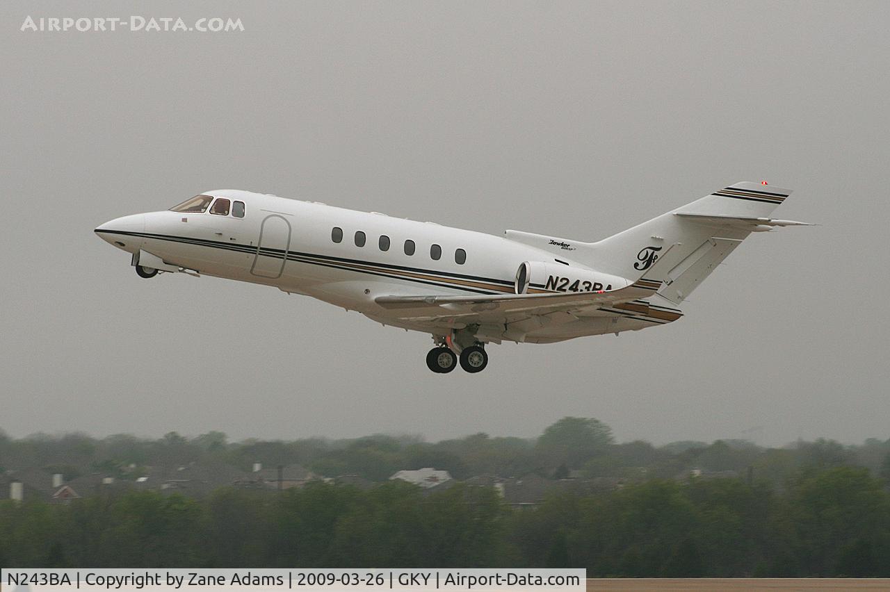 N243BA, 1998 Raytheon Hawker 800XP C/N 258365, Departing Arlington Municipal - IFR Duck weather!