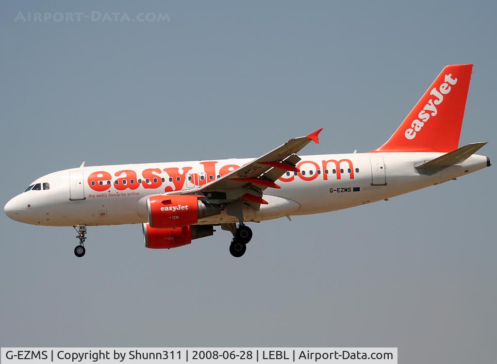 G-EZMS, 2004 Airbus A319-111 C/N 2378, Landing rwy 25R
