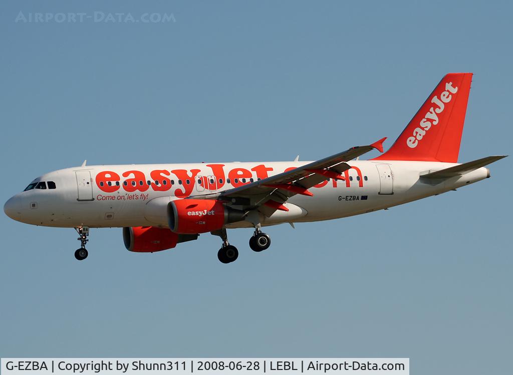 G-EZBA, 2006 Airbus A319-111 C/N 2860, Landing rwy 25R
