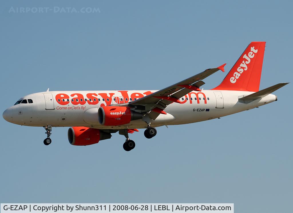G-EZAP, 2006 Airbus A319-111 C/N 2777, Landing rwy 25R