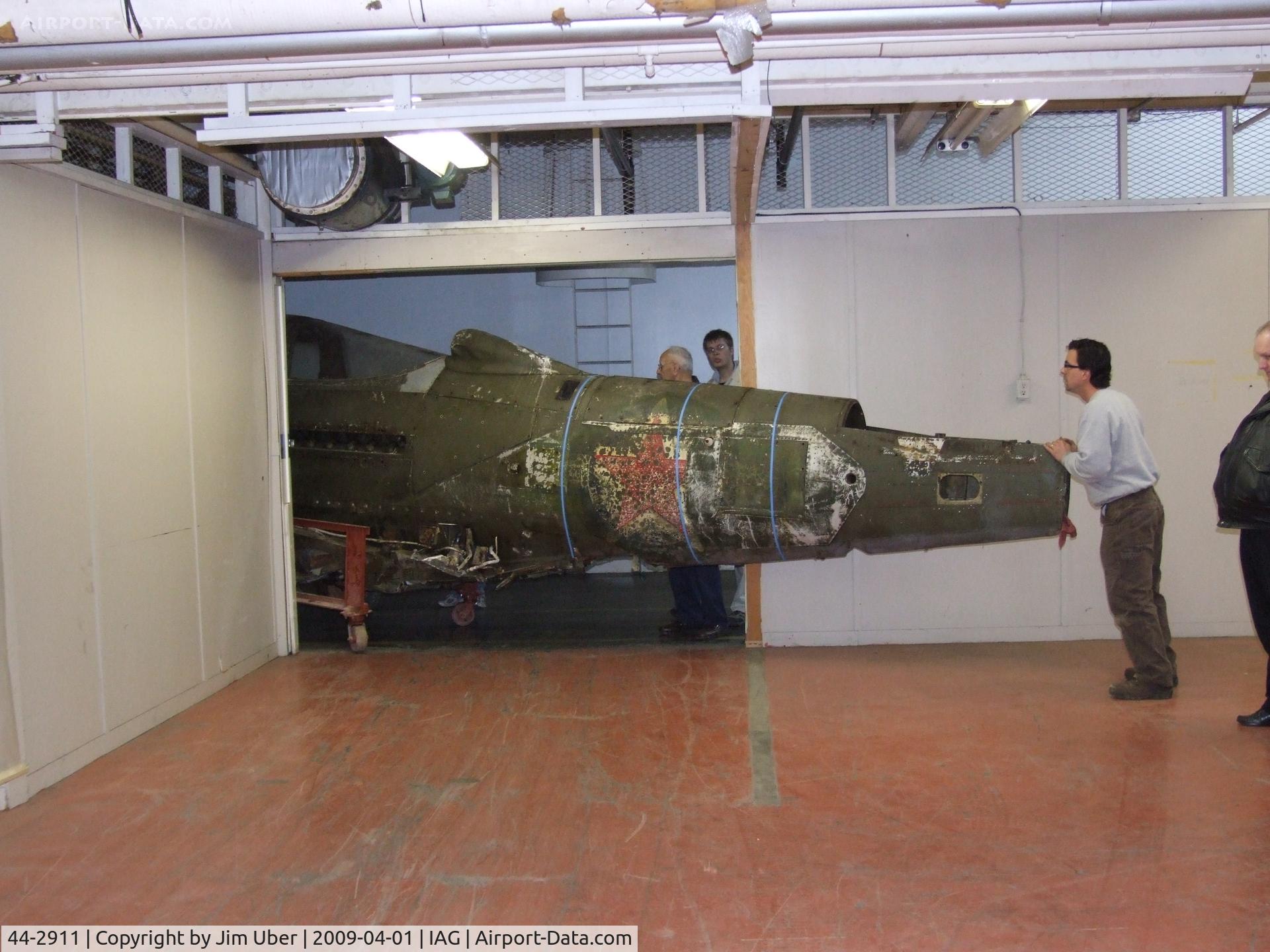 44-2911, 1944 Bell P-39Q Airacobra C/N Not found 44-2911, After a 65 year absence, this aircraft comes home under the very same roof it was built under; the museum restoration shop is in the old Bell Plant!
