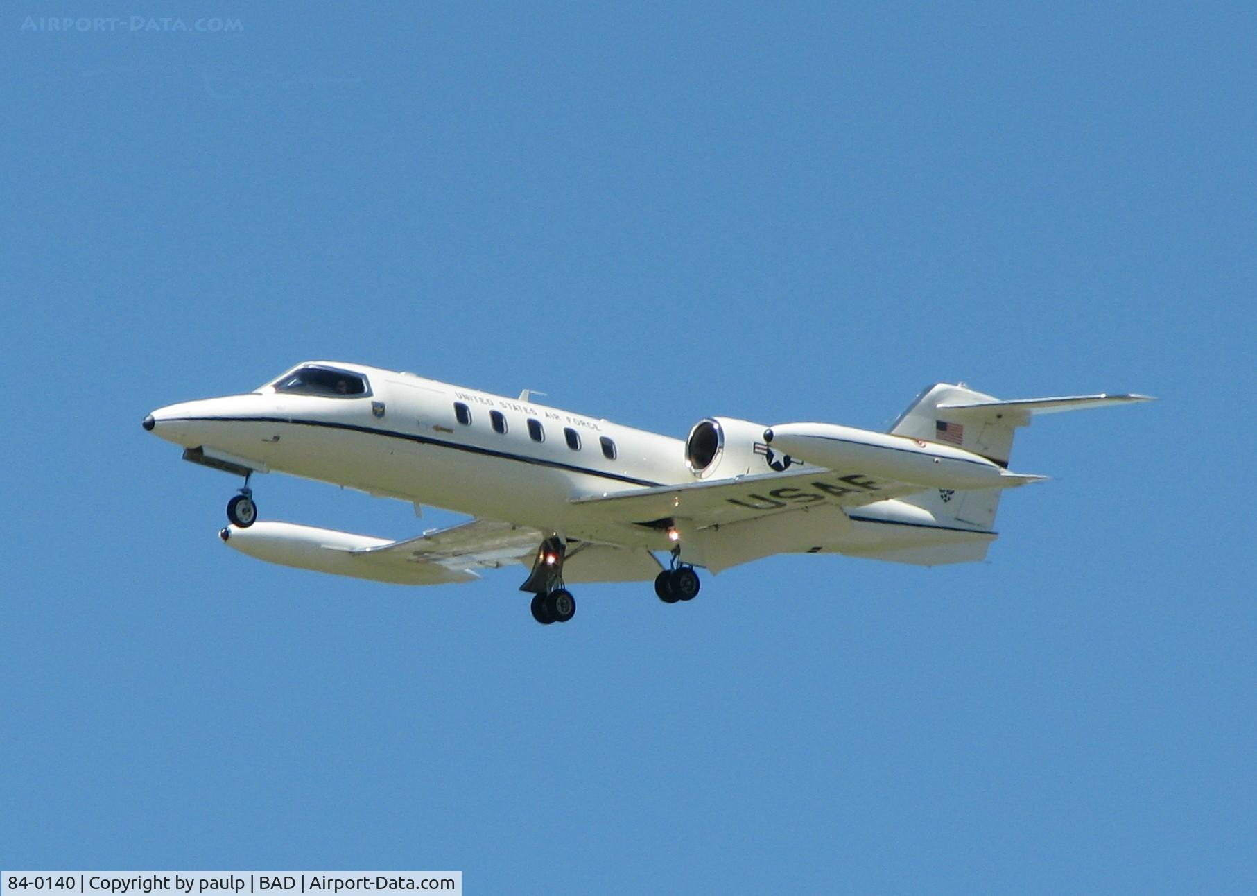 84-0140, 1984 Gates Learjet C-21A C/N 35A-588, Landing at Barksdale Air Force Base, Louisiana.
