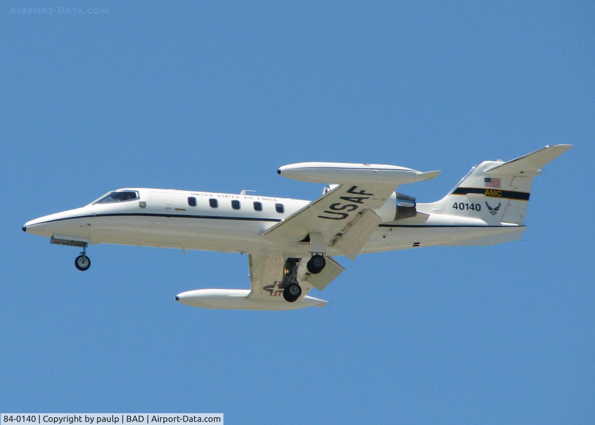 84-0140, 1984 Gates Learjet C-21A C/N 35A-588, Landing at Barksdale Air Force Base, Louisiana.