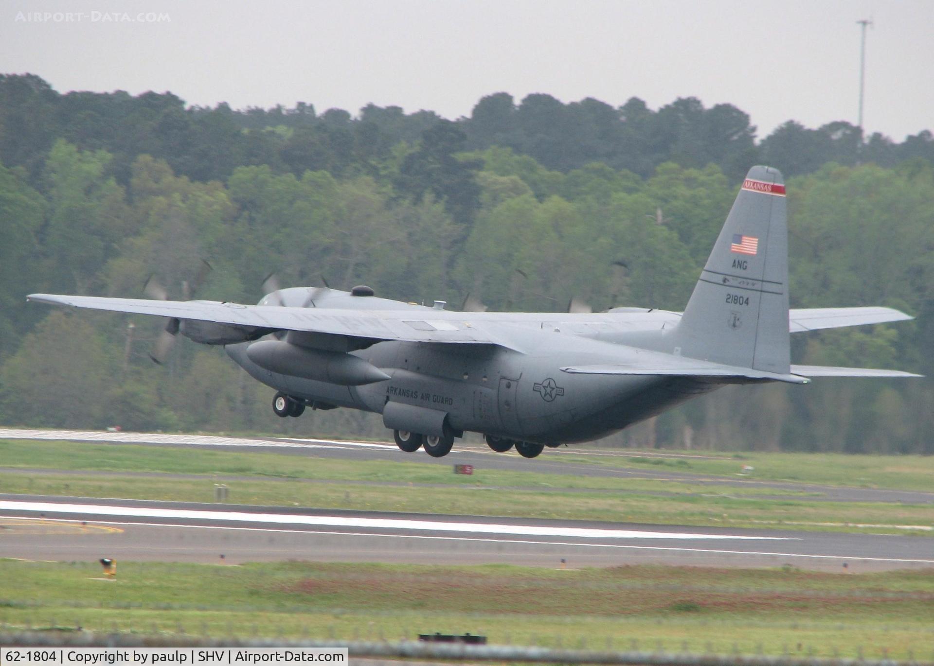 62-1804, 1962 Lockheed C-130E Hercules C/N 382-3758, C-130 from Arkansas ANG doing touch and goes at the Shreveport regional airport.