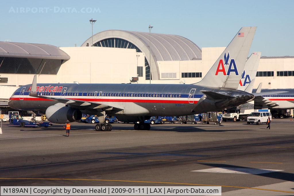 N189AN, 2001 Boeing 757-223 C/N 32383, American Airlines N189AN (FLT AAL244) starting pushback from the gate for departure to Orlando Int'l (KMCO).