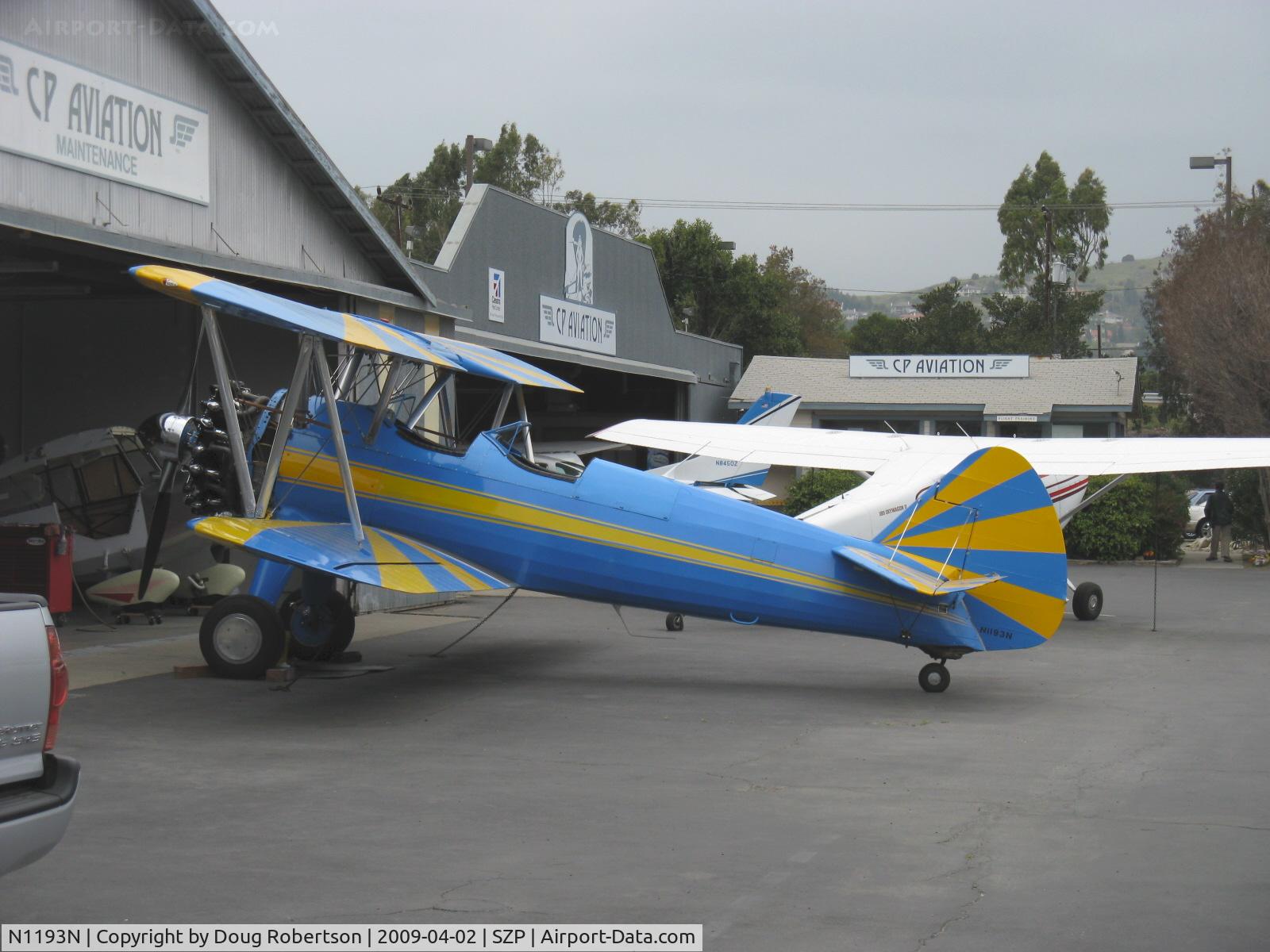 N1193N, 1941 Boeing E75 C/N 75-1218, 1941 Boeing Stearman E75, P&W R-985 Wasp Jr. 450 Hp upgrade from original Lycoming R-680-17