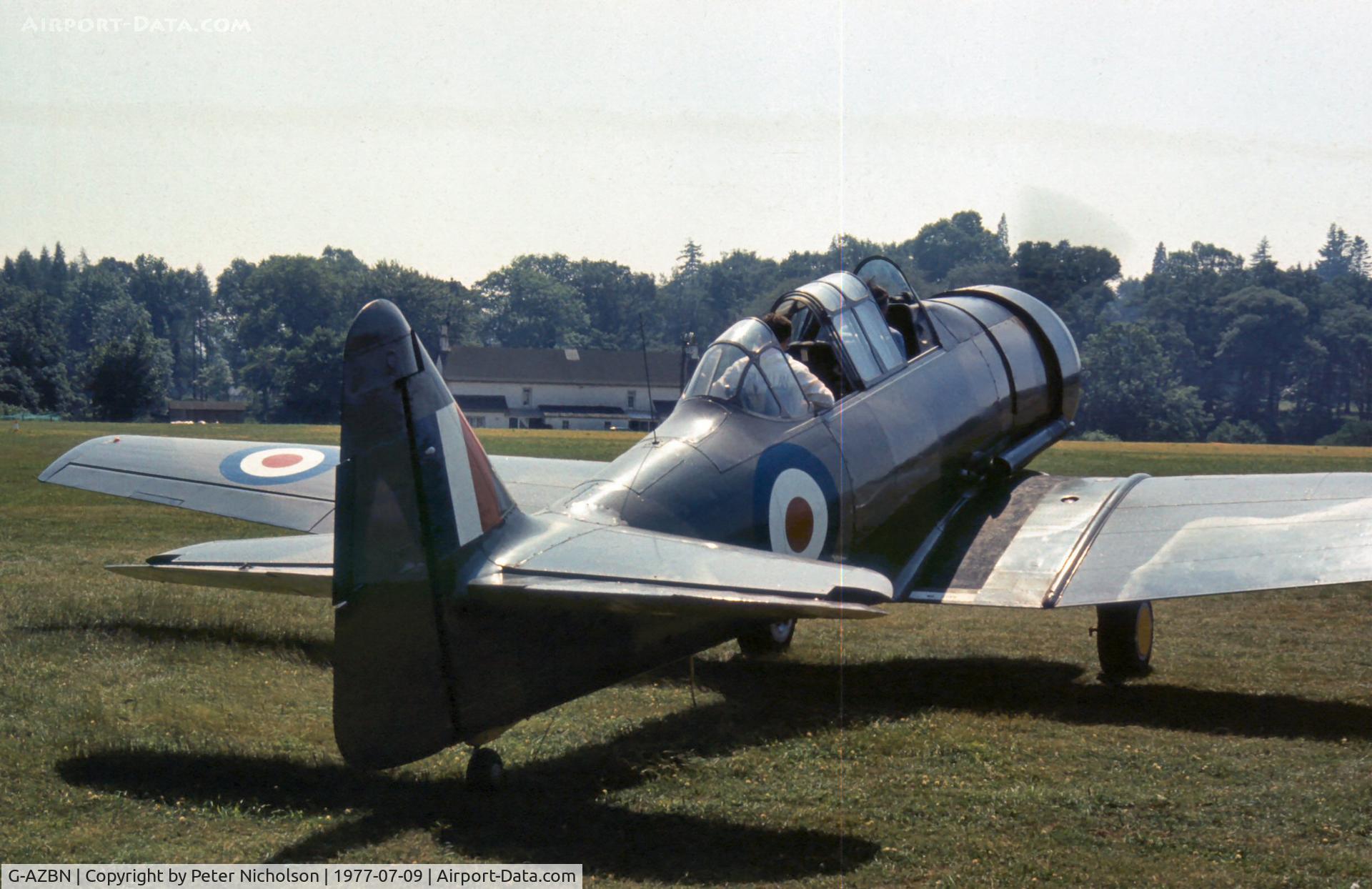 G-AZBN, 1942 Noorduyn AT-16 Harvard IIB C/N 14A-1431, As FT 391 this Harvard of the Strathallan Collection is seen preparing for take-off in the Summer of 1977.