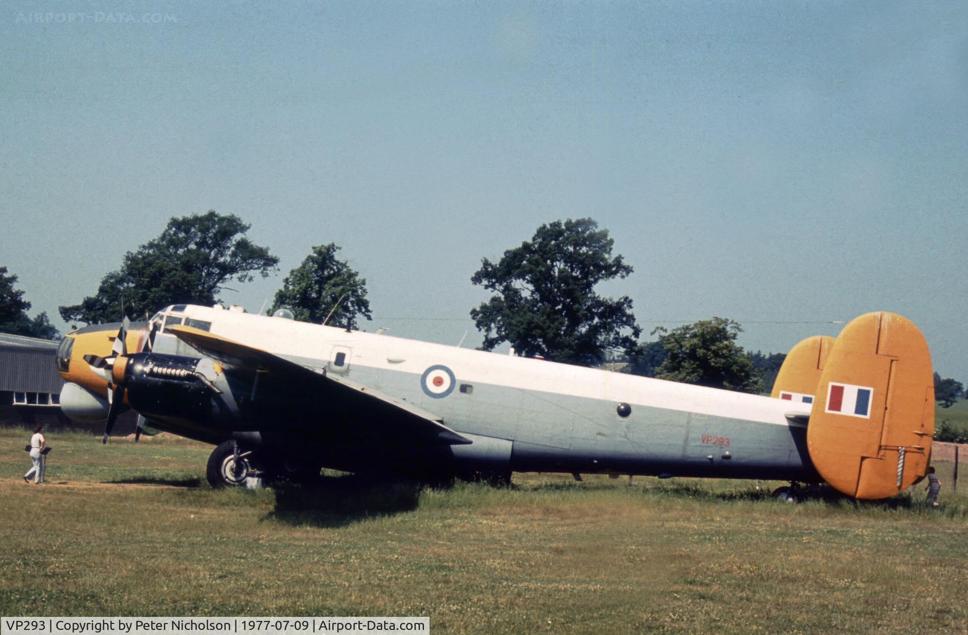 VP293, Avro 716 Shackleton T.4 C/N Not found VP293, Ex-Royal Aircraft Establishment, this Shackleton belonged to the Strathallan Collection, arriving there in May 1976.