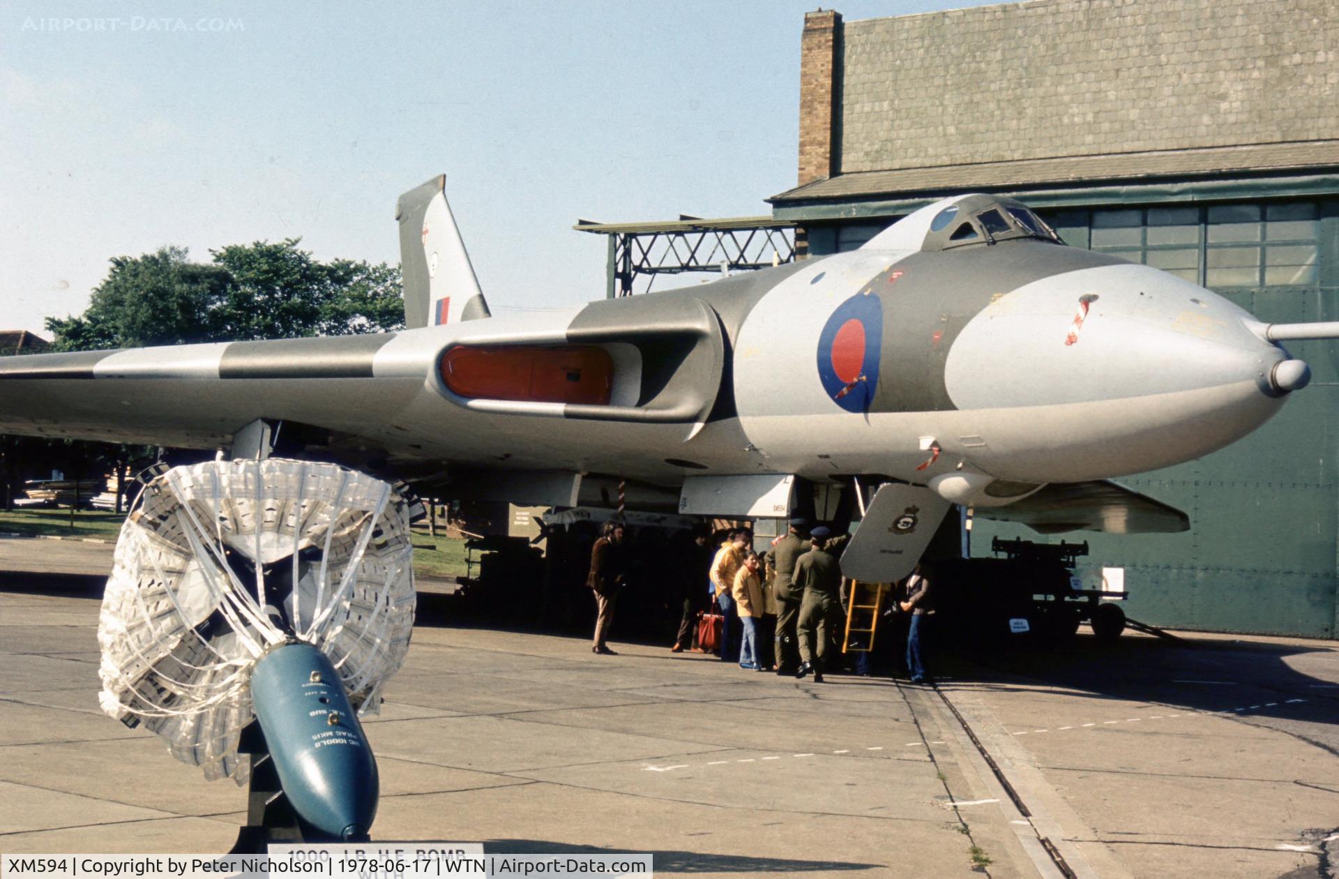 XM594, 1963 Avro Vulcan B.2 C/N Set 58, Vulcan B.2 XM 594 of 44 Squadron on display at the 1978 Waddington Open Day.