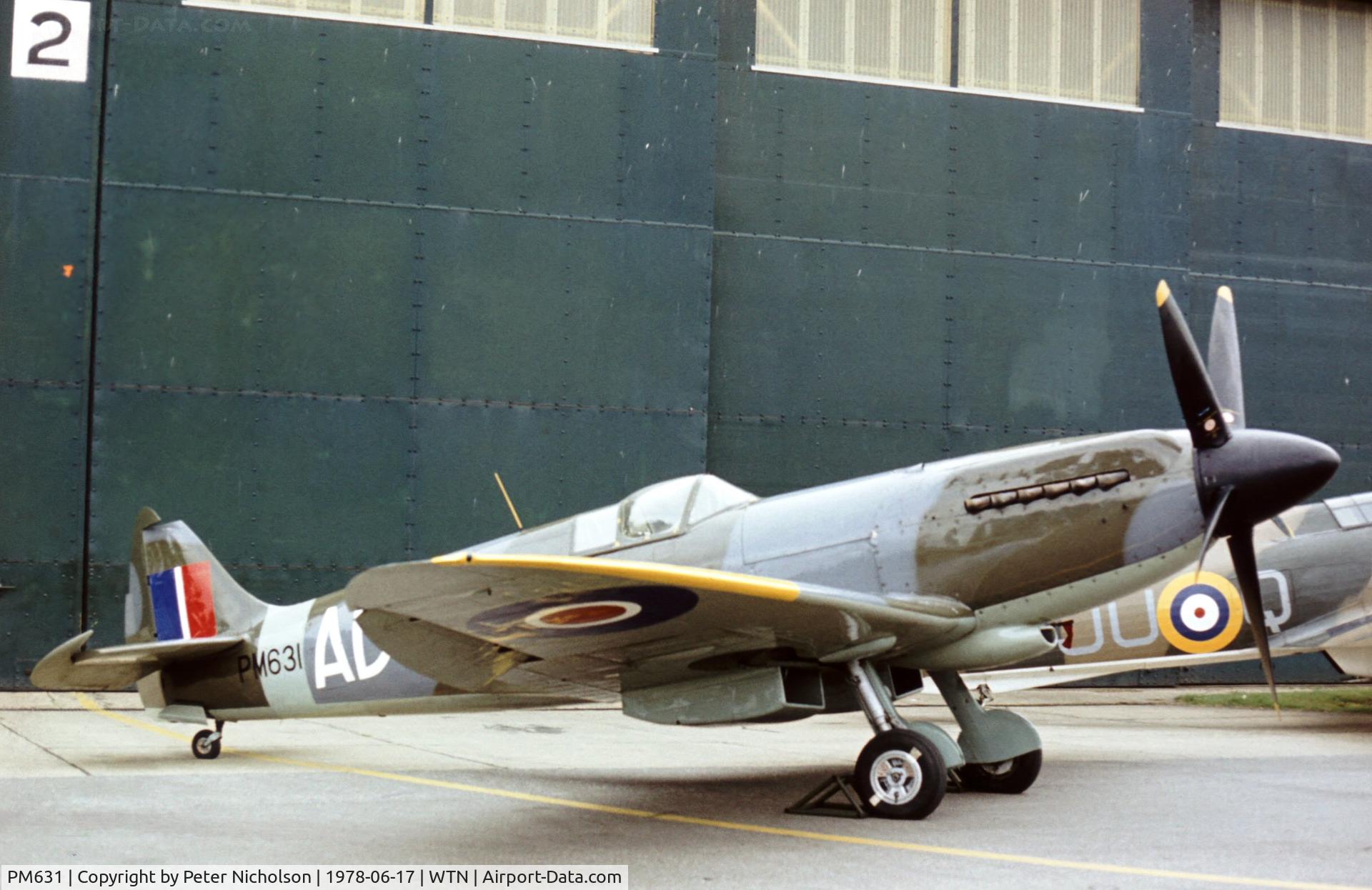 PM631, 1945 Supermarine 389 Spitfire PR.XIX C/N 6S/683528, Spitfire PR.XIX of the Battle of Britain Memorial Flight at the 1978 Waddington Open Day.