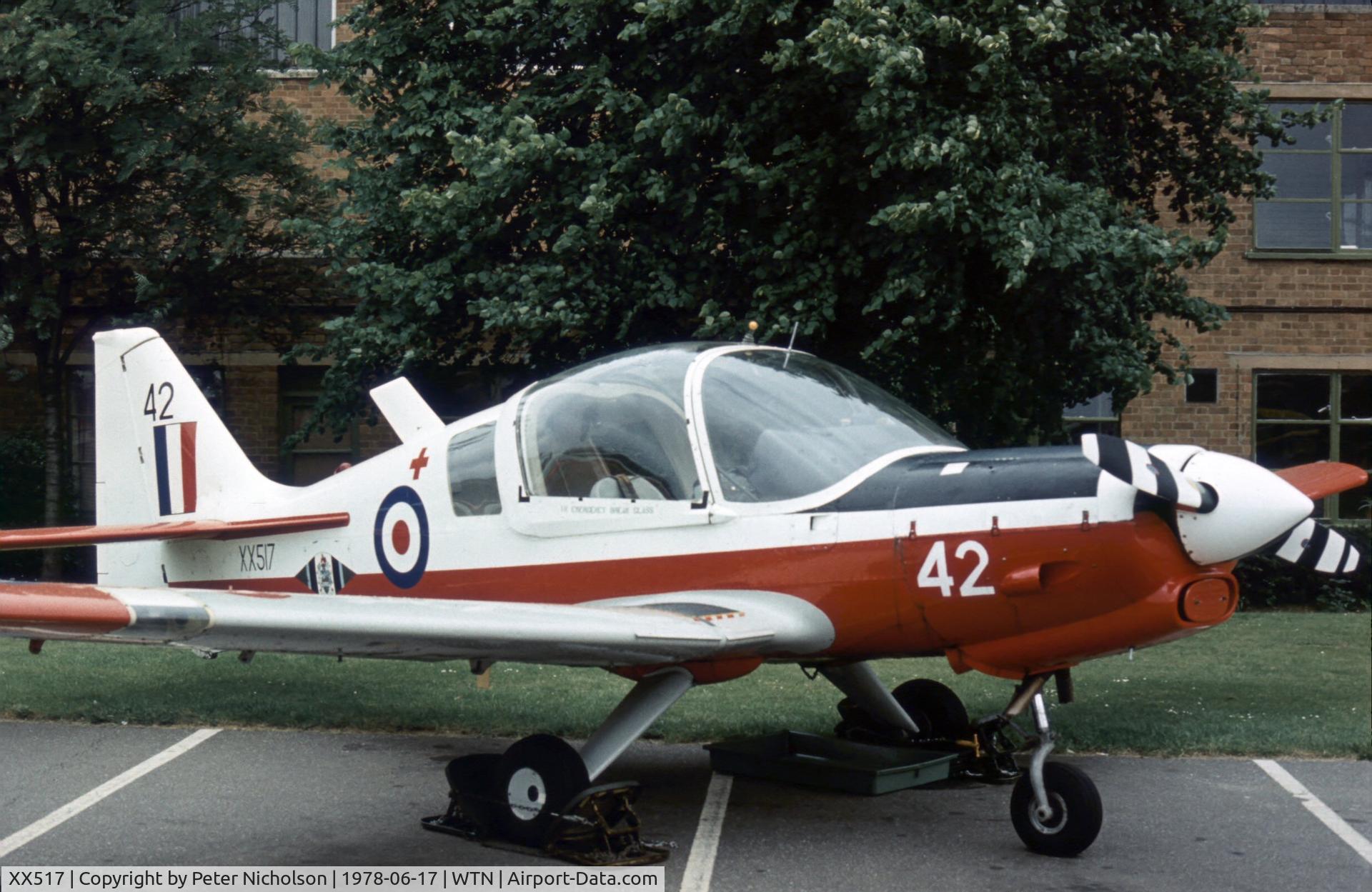 XX517, 1973 Scottish Aviation Bulldog T.1 C/N BH120/203, Bulldog T.1 of the Central Flying School in the static park of the 1978 Waddington Open Day.