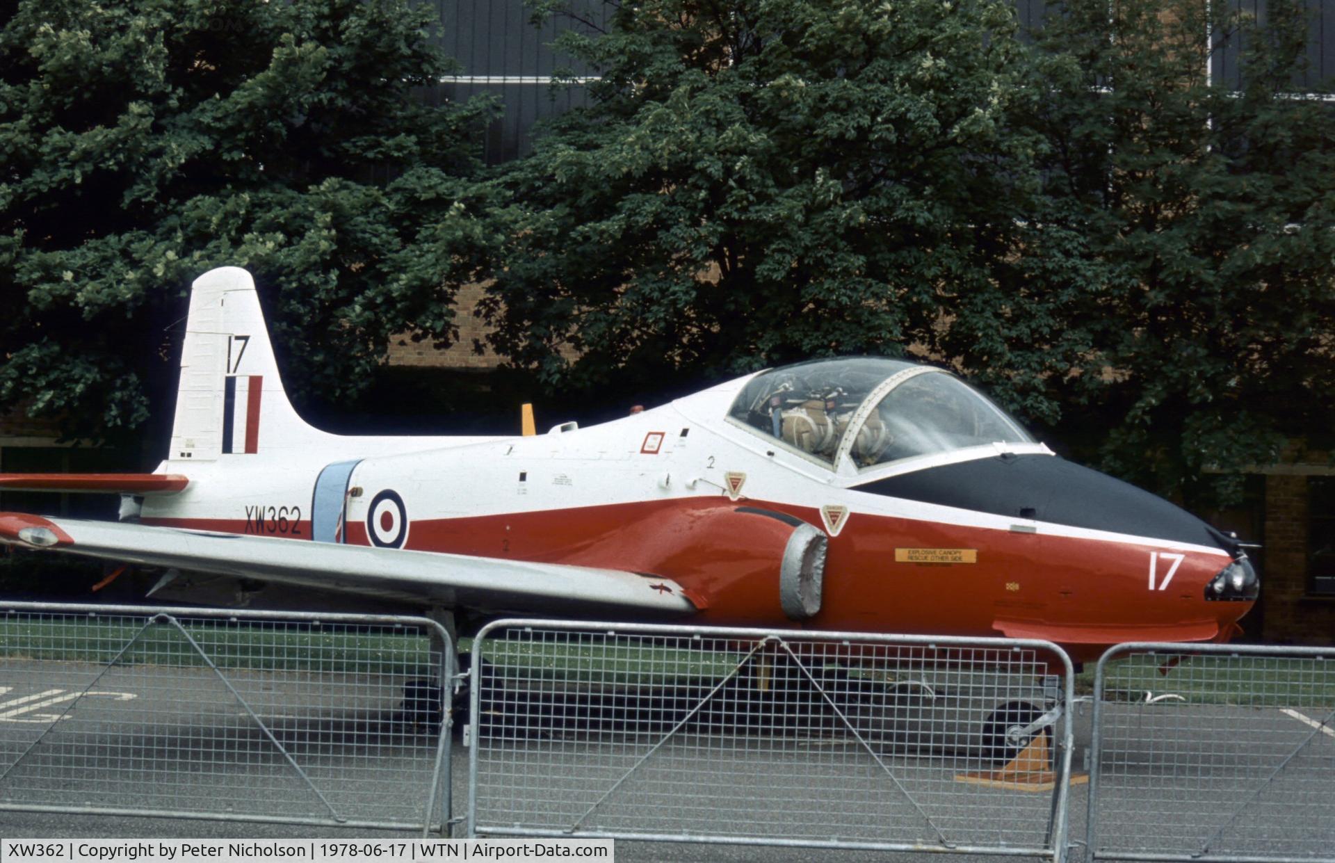 XW362, 1975 BAC 84 Jet Provost T.5A C/N EEP/JP/1012, Jet Provost  T.5A of the RAF College displayed at the 1978 Waddington Open Day.