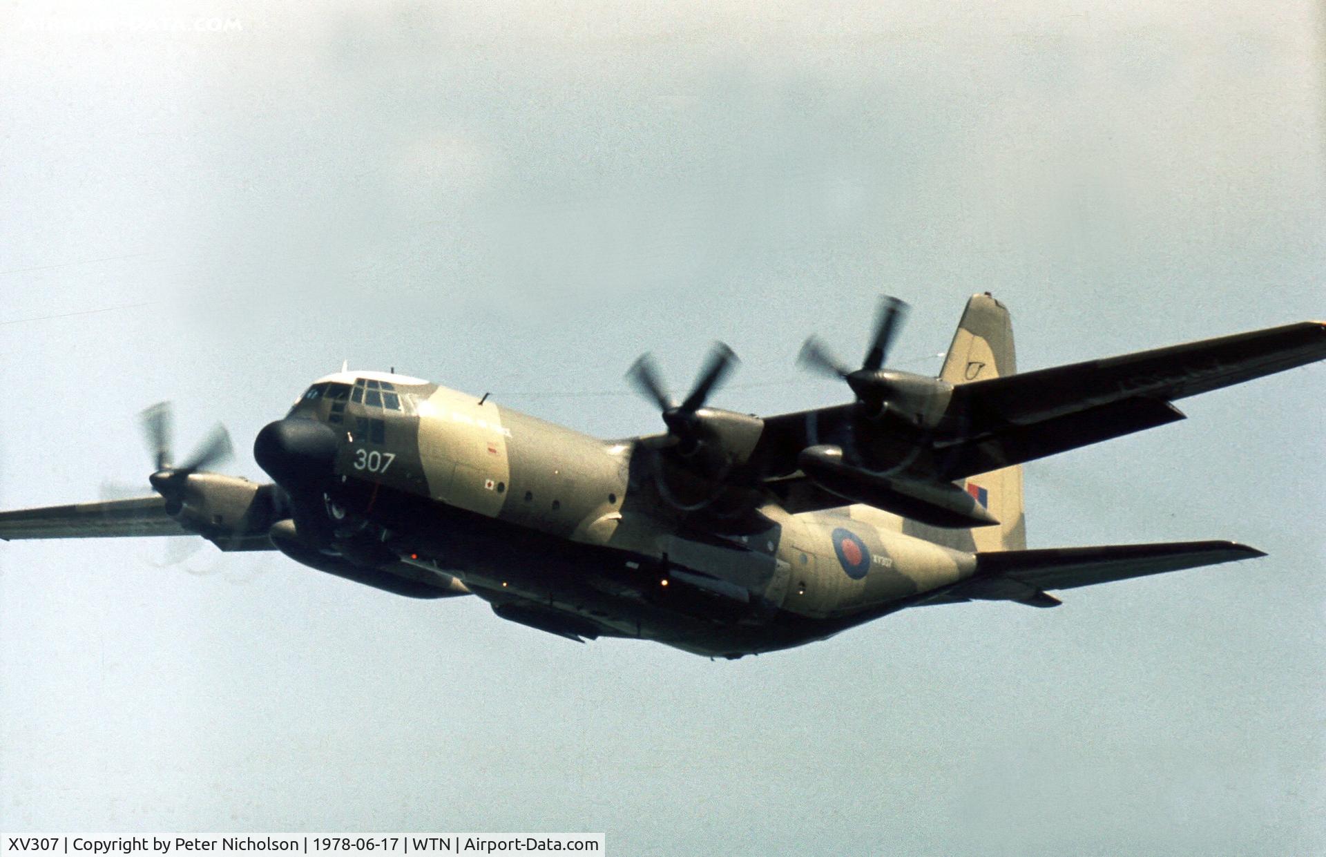 XV307, 1966 Lockheed C-130K Hercules C.1 C/N 382-4275, Hercules C.1 of the Lyneham Transport Wing as support aircraft for the Red Arrows aerobatic display team at the 1978 Waddington Open Day.