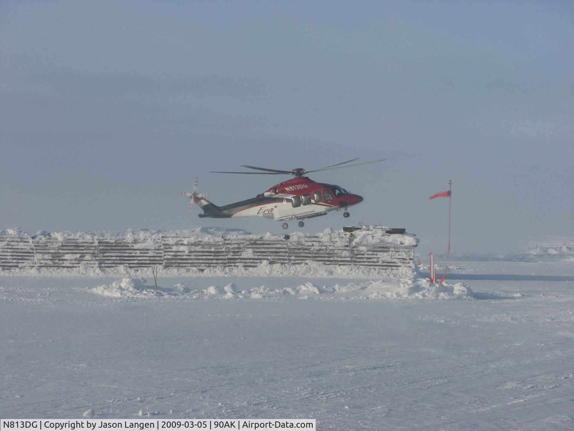 N813DG, 2006 Agusta AB139 C/N 31032, Landing in Point Thomson, Alaska (60 miles east of 90AK)