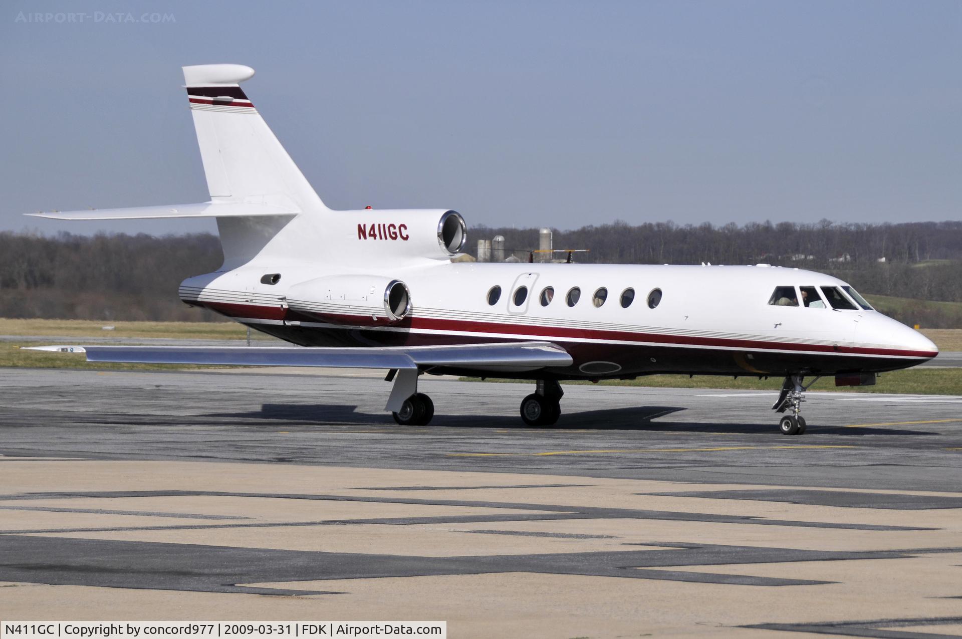 N411GC, 1990 Dassault-Breguet Falcon 50 C/N 210, Seen at KFDK on 3/31/09.  Operated by The Guitar Center.
