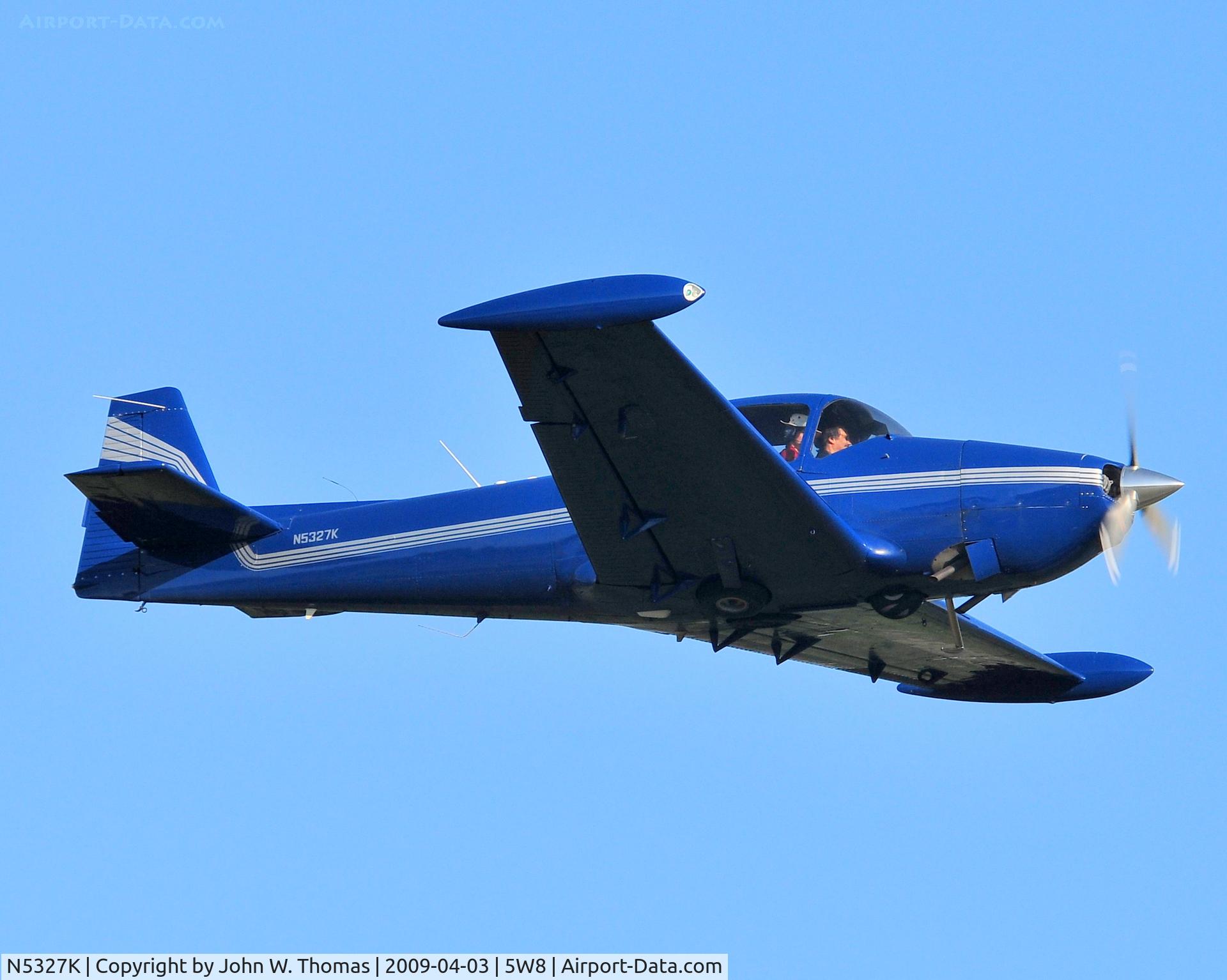 N5327K, 1950 Ryan Navion B C/N NAV-4-2227B, Departing runway 22