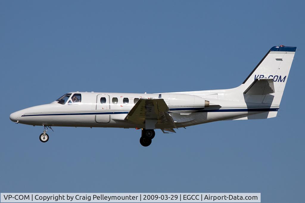 VP-COM, Cessna C500 Citation 1 C/N 500-0318, Seen on arrival into Manchester (UK) on 29th March 2009