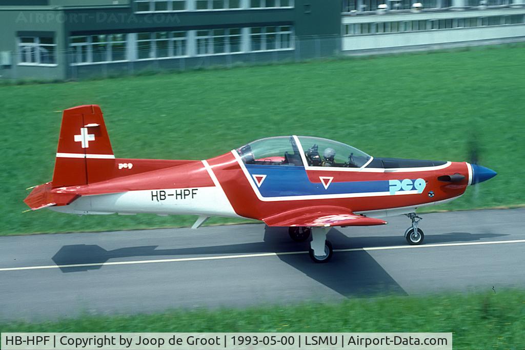 HB-HPF, Pilatus PC-9 C/N 107, company demonstrator of the PC-9 trainer.