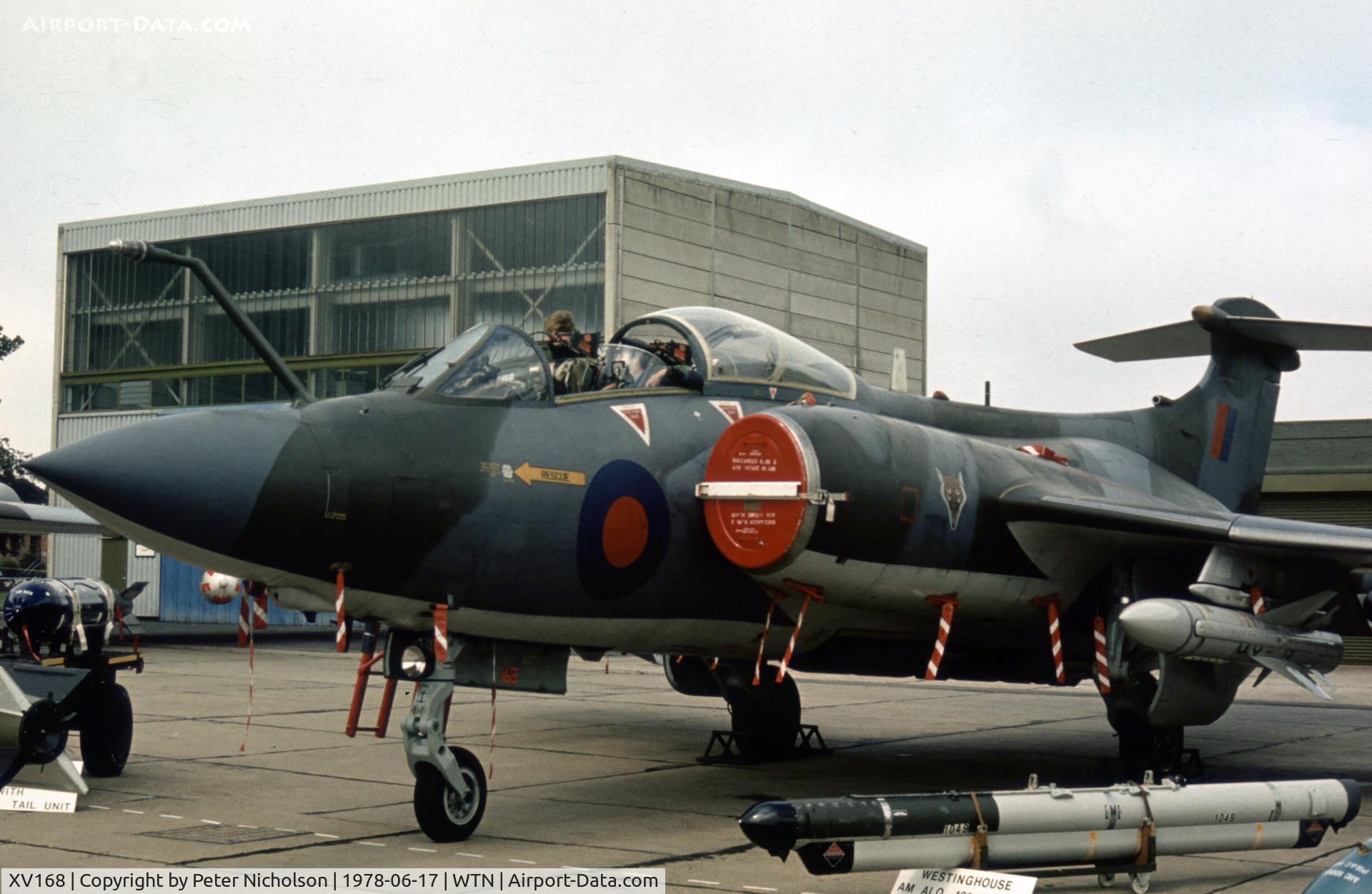 XV168, 1966 Hawker Siddeley Buccaneer S.2B C/N B3-09-66, Buccaneer S.2B of 12 Squadron displayed at the 1978 Waddington Airshow.