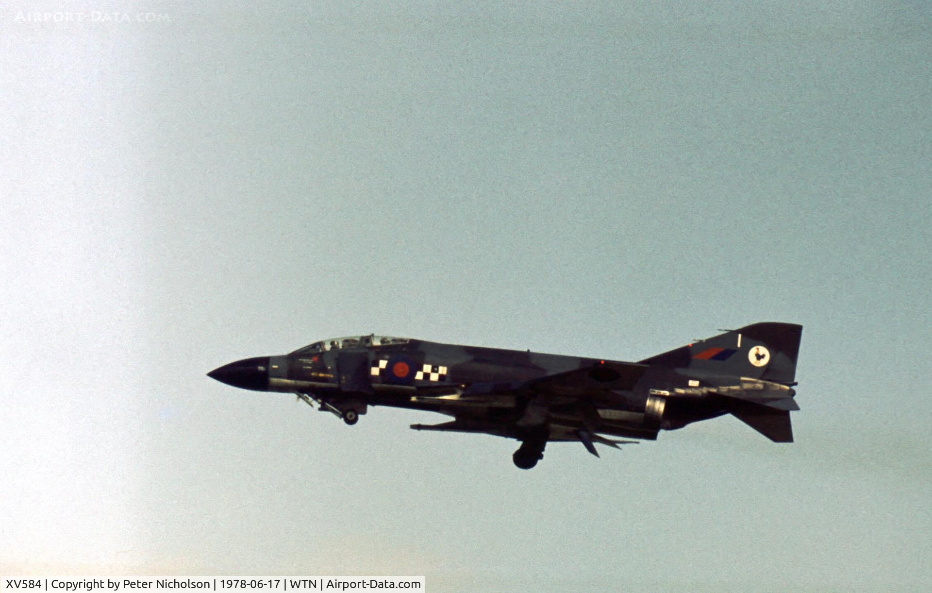 XV584, 1969 McDonnell Douglas Phantom FG1 C/N 9338/3286, Phantom FG.1 of 43 Squadron climbing after take-off at the 1978 Waddington Airshow.