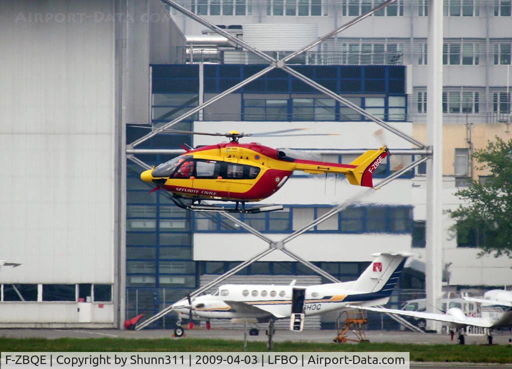 F-ZBQE, Eurocopter-Kawasaki EC-145 (BK-117C-2) C/N 9062, Landing 'Fato 32' and taxiing to the old terminal for refuelling...