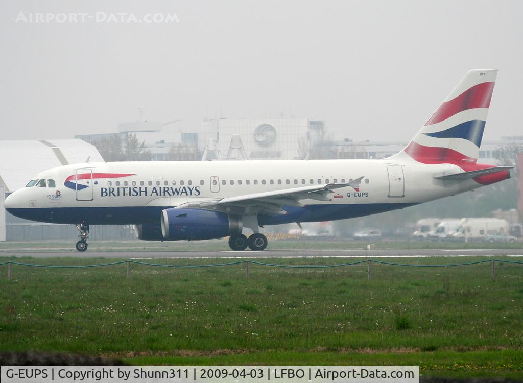 G-EUPS, 2000 Airbus A319-131 C/N 1338, Lining up rwy 32R for departure...