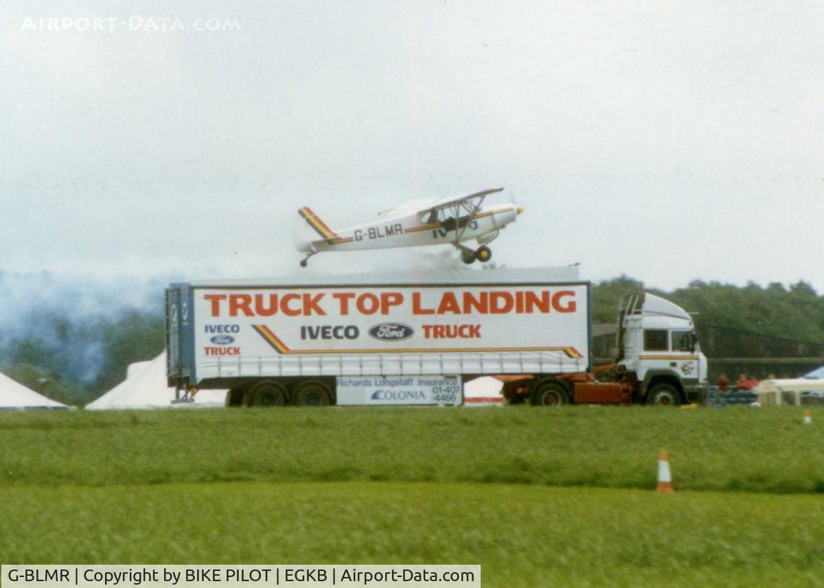G-BLMR, 1953 Piper L-18C Super Cub (PA-18-95) C/N 18-2057, TRUCKTOP LANDING BIGGIN HILL INTERNATIONAL AIRSHOW 1987