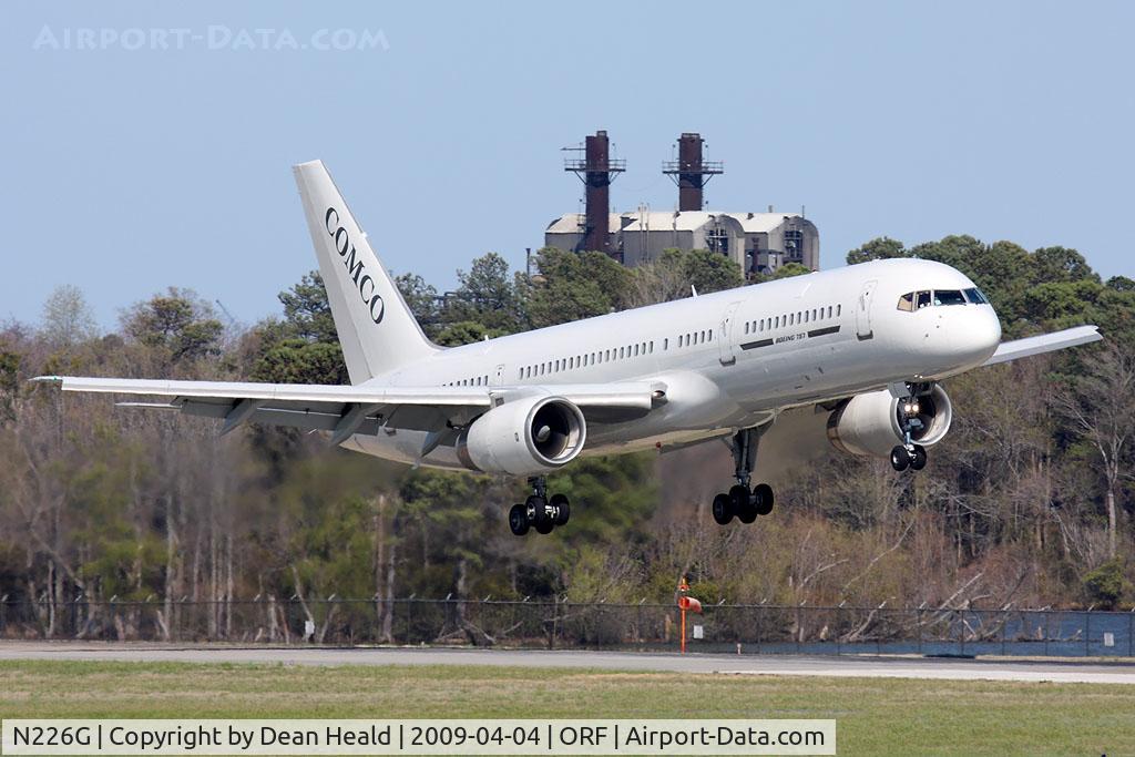 N226G, 1992 Boeing 757-23A C/N 25491, Comco N226G landing on RWY 23. Provides transport capability to the Foreign Emergency Support Team (FEST). Some people believe that Comco also transports Delta & CIA personnel as well. Who knows?