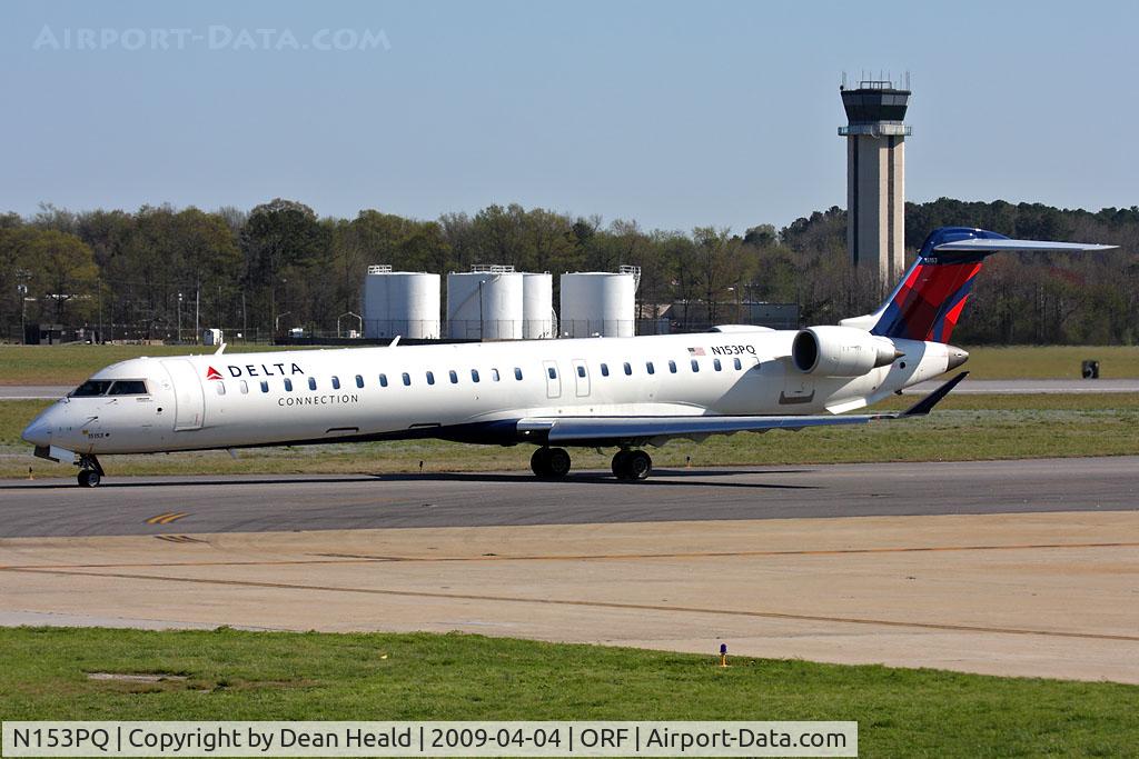 N153PQ, 2007 Bombardier CRJ-900ER (CL-600-2D24) C/N 15153, Delta Connection (Pinnacle Airlines) N153PQ (FLT FLG5860) taxiing to RWY 23 for departure to Hartsfield-Jackson Atlanta Int'l (KATL).