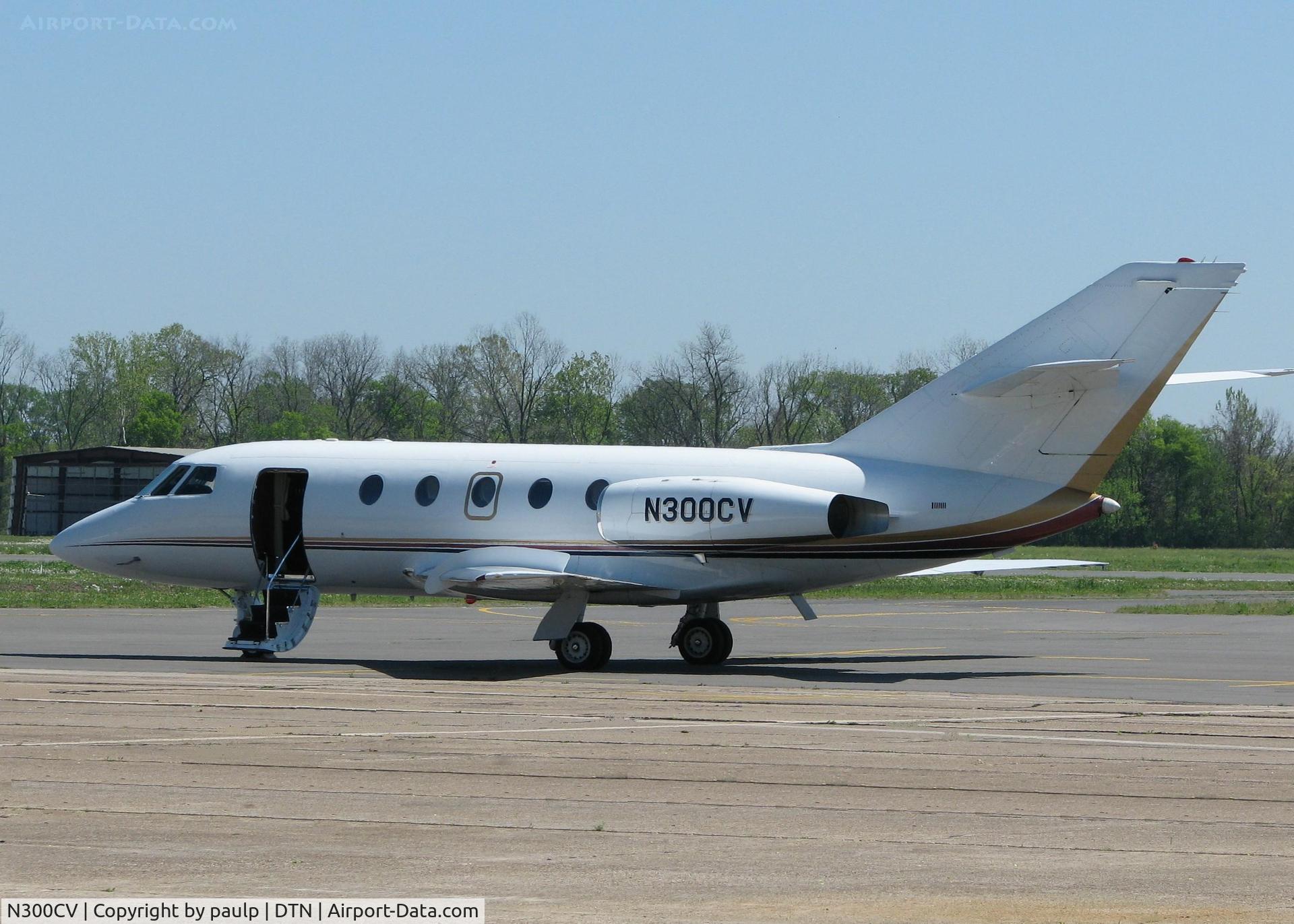 N300CV, 1974 Dassault Falcon (Mystere) 20F C/N 322, Parked at the Shreveport Downtown airport.