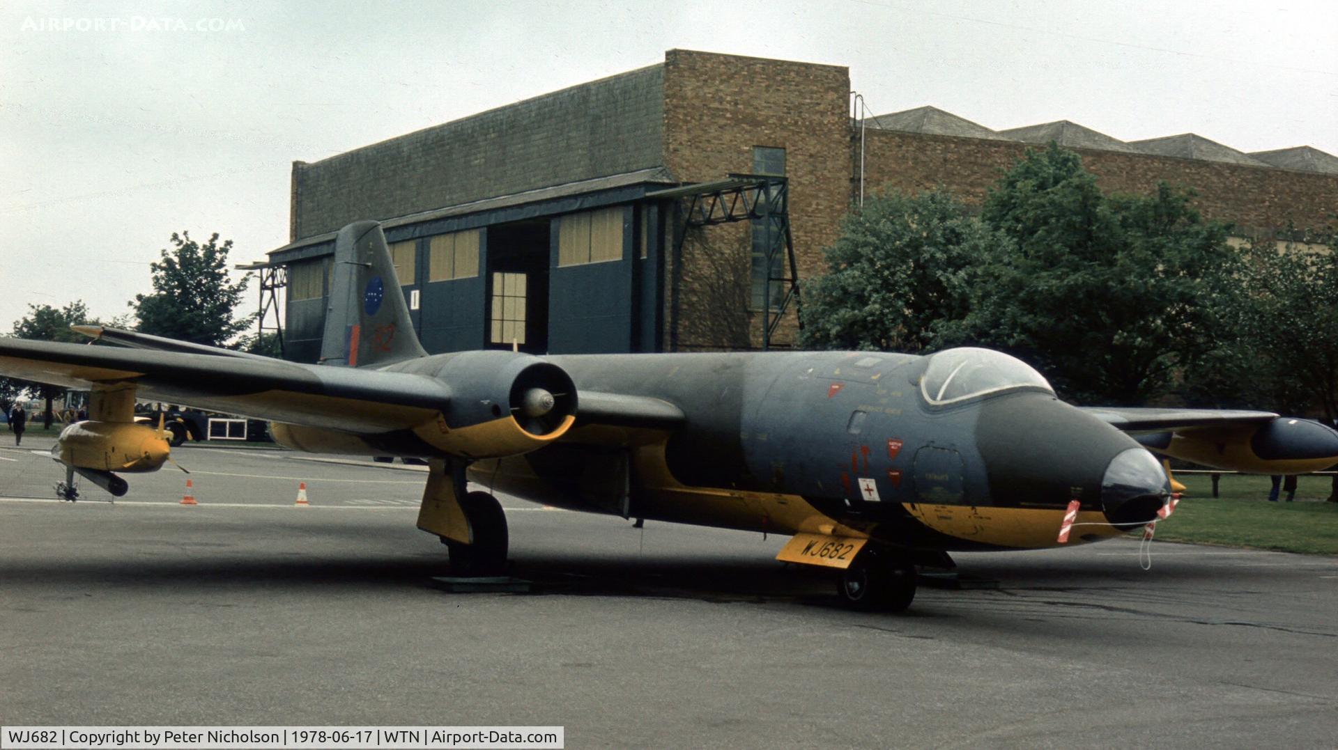 WJ682, 1955 English Electric Canberra TT.18 C/N HP-225B, Canberra TT.18 of 7 Squadron in the static park at the 1978 Waddington Airshow.